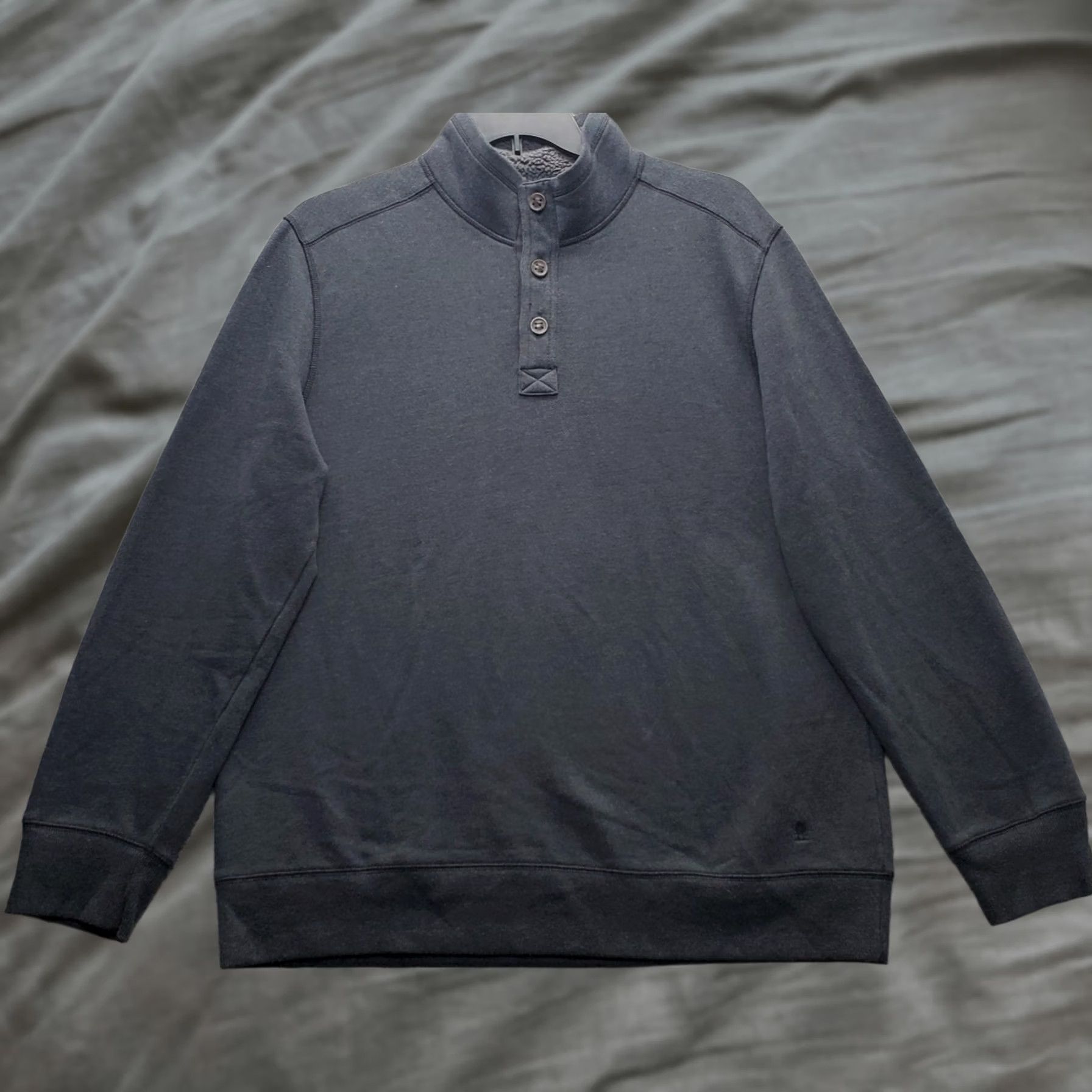 Vintage G.H. Bass & Co. Sweatshirt Mens XL Gray Heather Long Sleeve Mock Neck 1/4 Button Size US XL / EU 56 / 4 - 1 Thumbnail