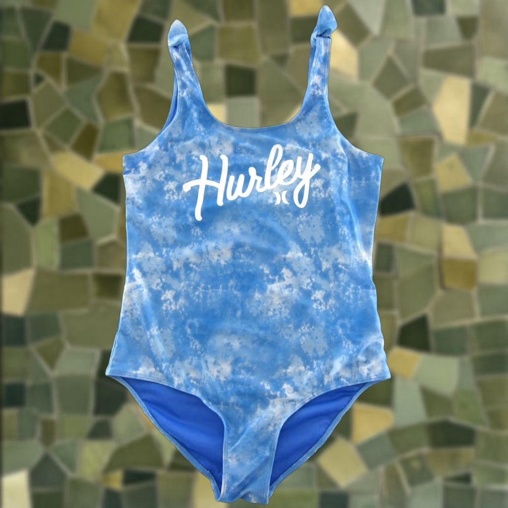 Hurley Hurley Logo Blue White Tie Dye Bow Tie One Piece Swimsuit Women Large Size ONE SIZE - 1 Thumbnail