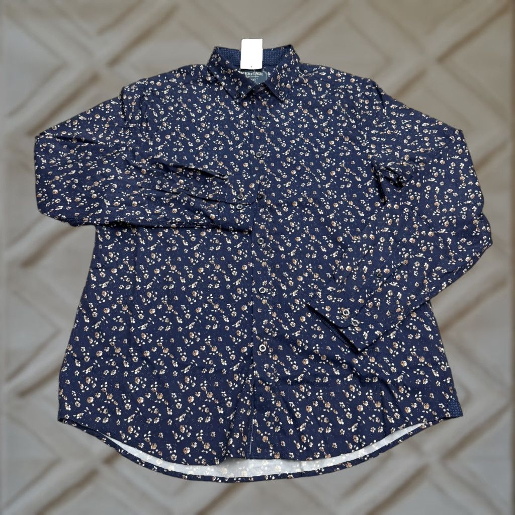 Nordstrom Nordstrom Shirt XL Navy Floral 4-Way Stretch Button Down NWT Heritage Button-Up Men (Blue) Summer Spring Fall Winter Size US XL / EU 56 / 4 - 1 Thumbnail