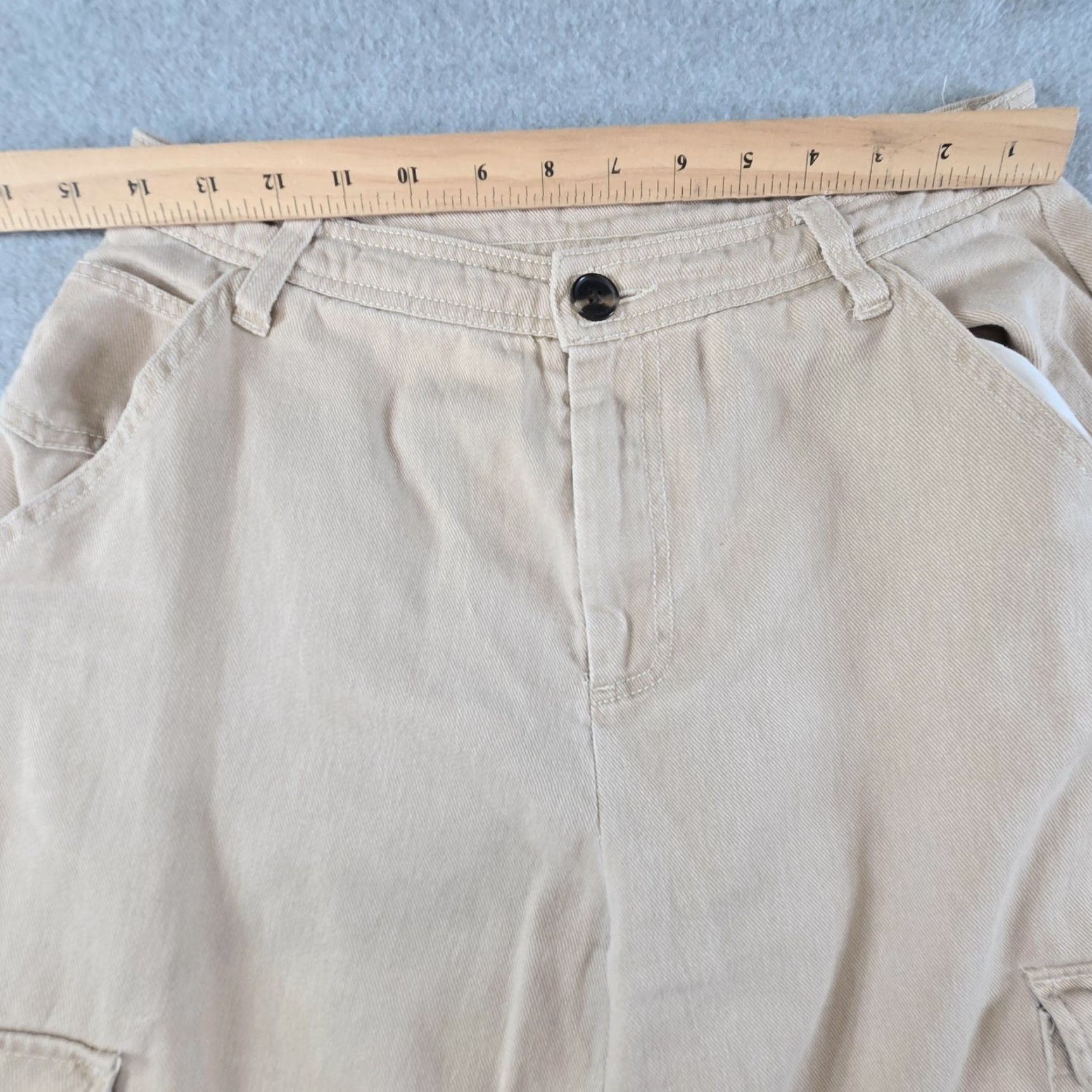 Sandy Liang SANDY LIANG Pants Womens 4 Beige Cargo Twill Cotton Pockets Zip Closure Straight Leg Size 27" / US 4 / IT 40 - 2 Thumbnail