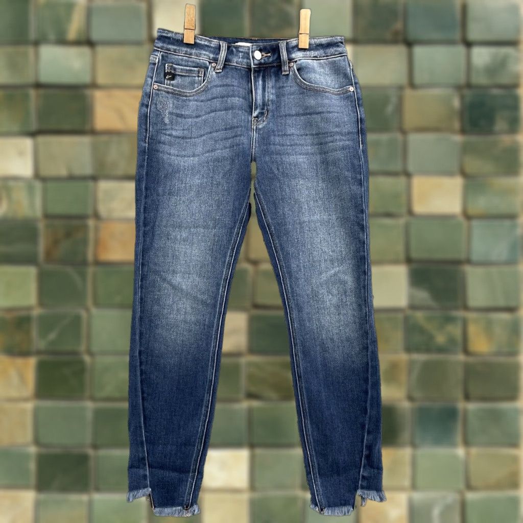 Vintage Kancan Maurices Jean Women 28* Skinny Asymetrical Frayed Hem Boho Chic Y2k Rodeo Women Size 28" / US 6 / IT 42 - 1 Thumbnail