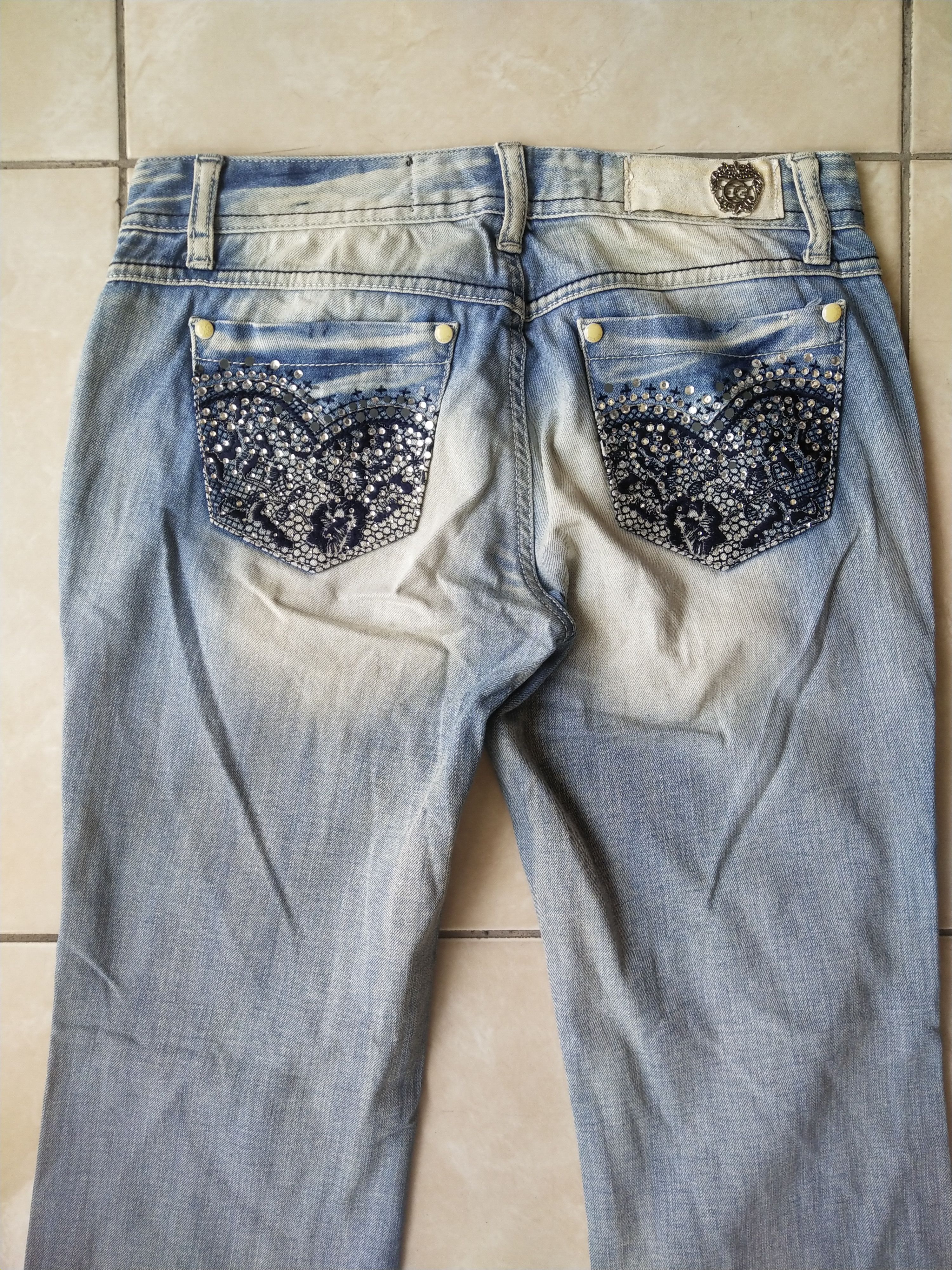 Hysteric Glamour EGOIST Luxury Jeans Rhinestone Embroidered Back Pocket Denim Size 29" - 3 Thumbnail