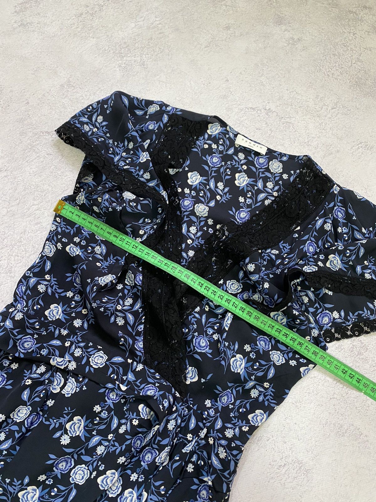 Sandro Sandro Womens Floral Blue Playsuit Size 36 Size XS / US 0-2 / IT 36-38 - 18 Thumbnail