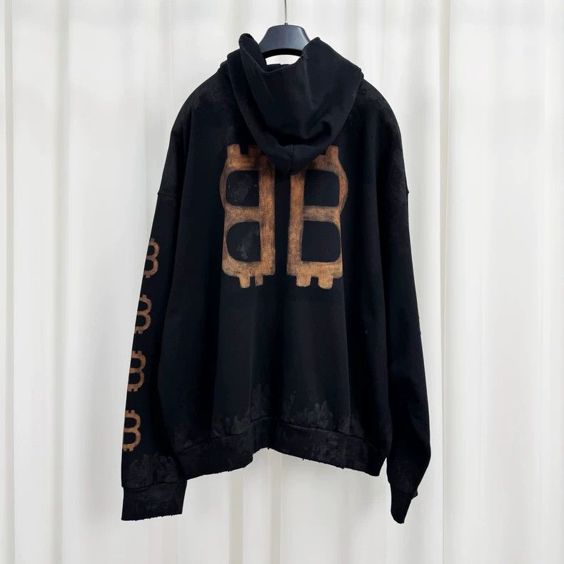 Balenciaga Balenciaga Mud Dye Double B Old Printed Hoodie Size US S / EU 44-46 / 1 - 2 Thumbnail