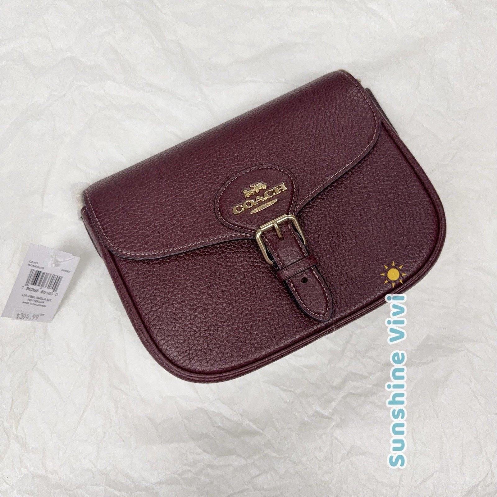 Coach NWT COACH Amelia Saddle Bag Shoulder Bag CP107 Gold/Merlot Size ONE SIZE - 2 Thumbnail
