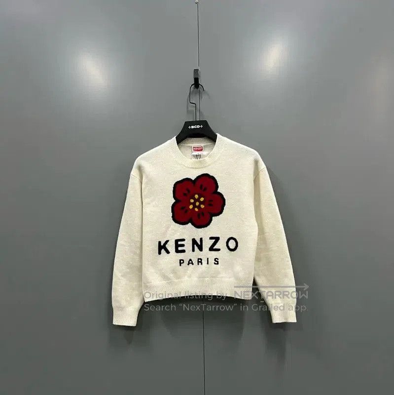 Kenzo KENZO Wool Logo Cropped Sweater in Cream . Size S / US 4 / IT 40 - 1 Thumbnail