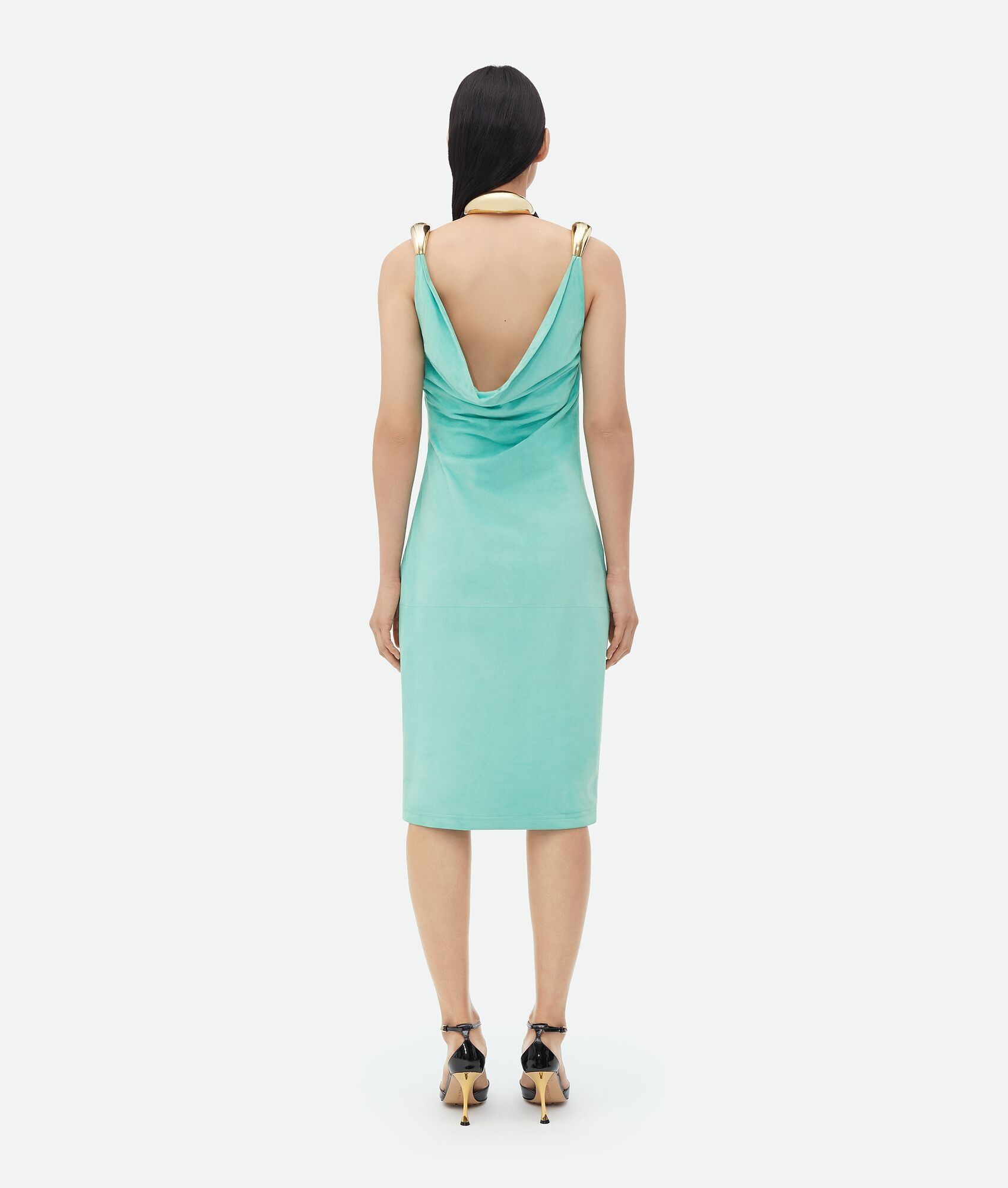 Bottega Veneta o1bcso1str0225 Fluid Suede Midi Dress With Metal Detail Size S / US 4 / IT 40 - 3 Thumbnail