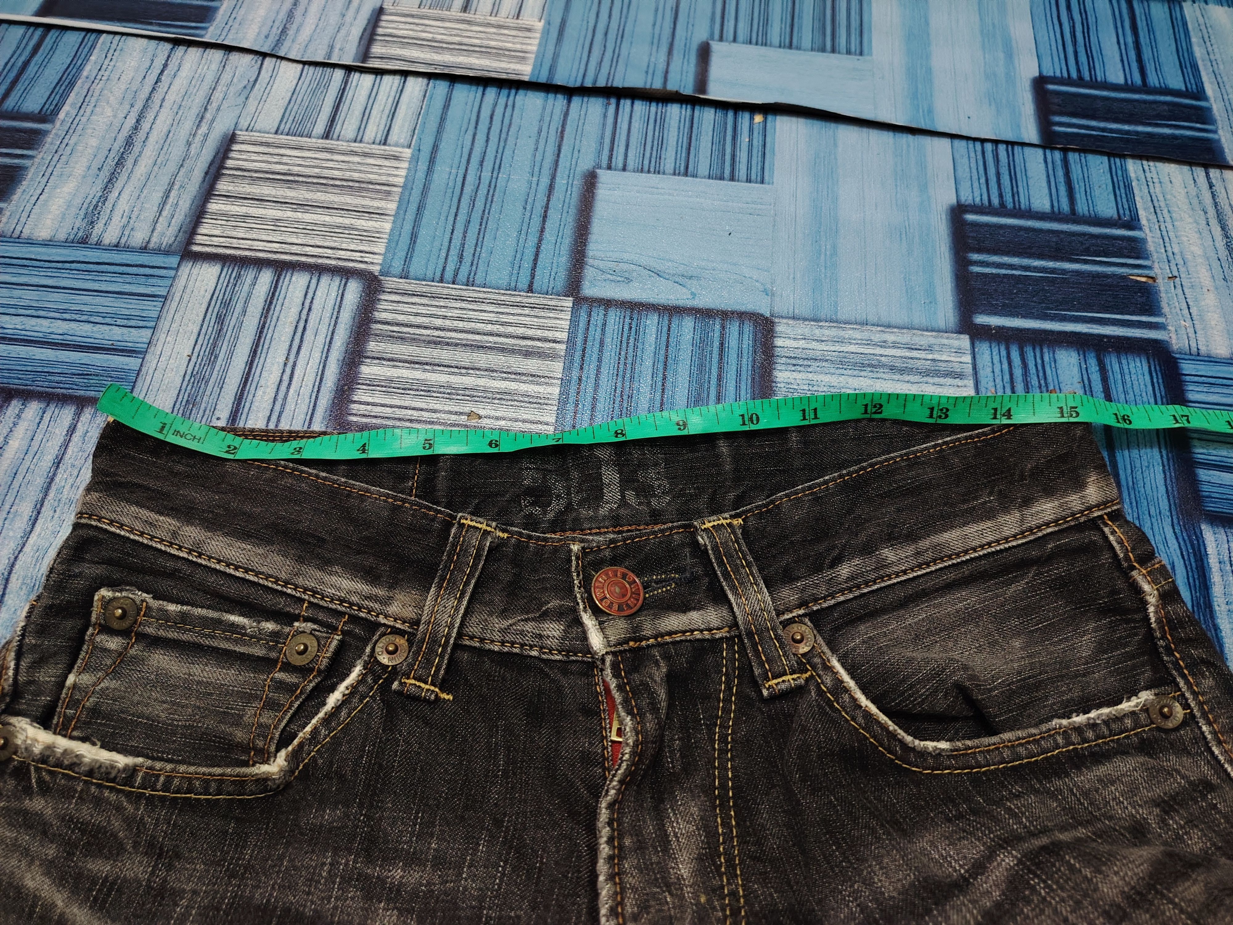 Who Decides War Japanese Edwin 503 Blue Trip Flared Jeans Distressed Jeans Size US 30 / EU 46 - 24 Thumbnail