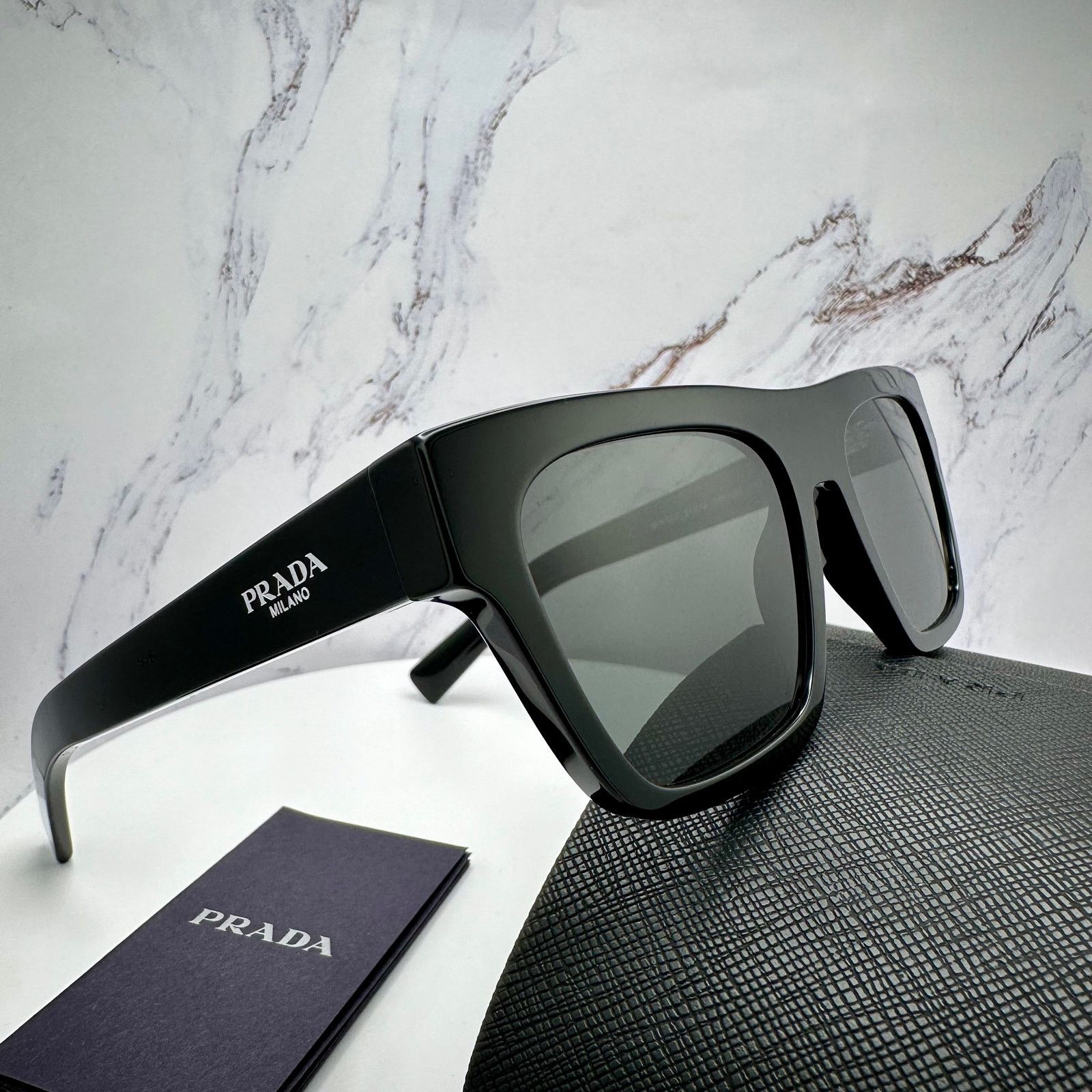 Prada NEW PRADA Sunglasses Black Square Rectangle w/ Box & Case Size ONE SIZE - 20 Thumbnail