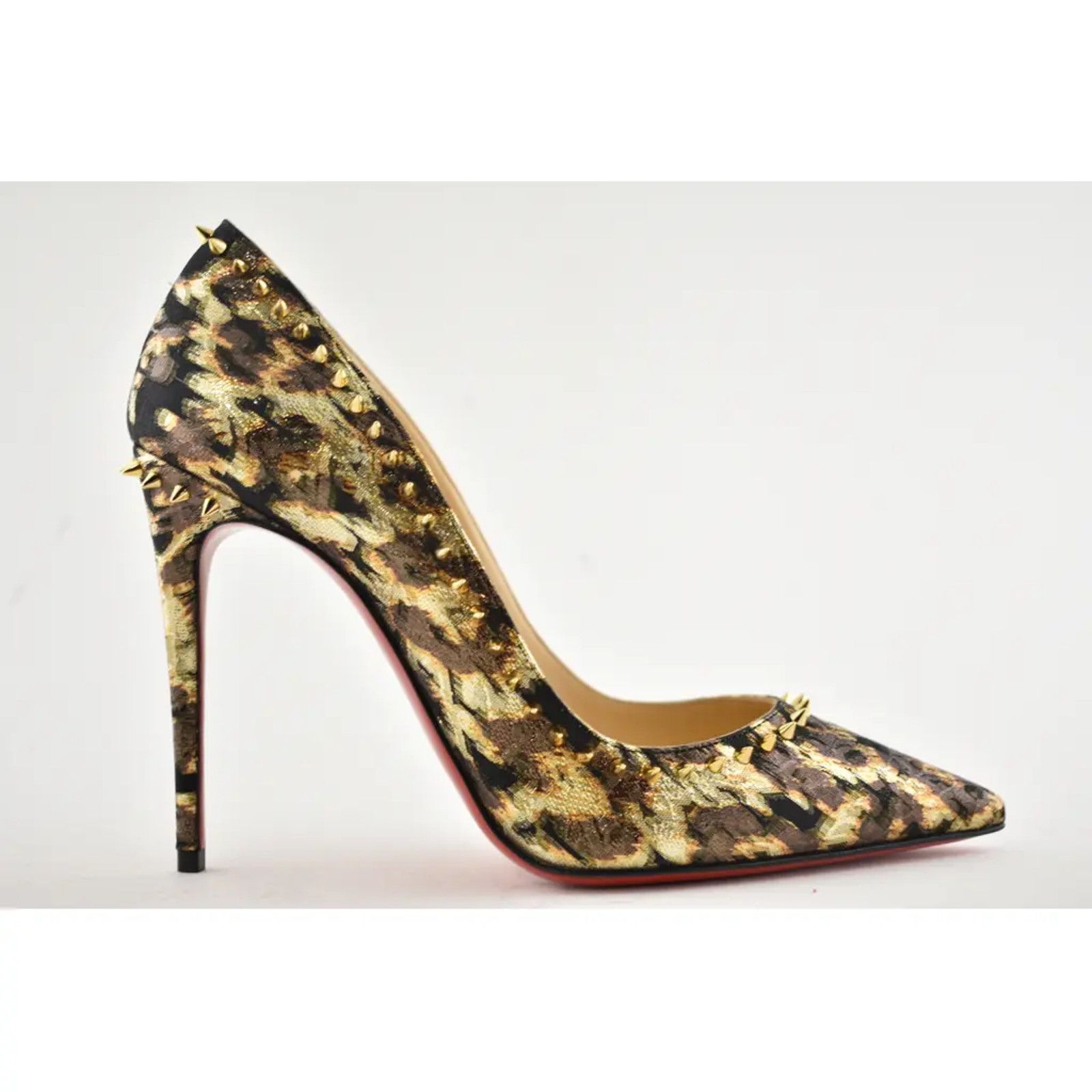 Christian Louboutin Christian Louboutin Anjalina 100 Lurex Tresor Black Gold Size US 7 / IT 37 - 2 Thumbnail