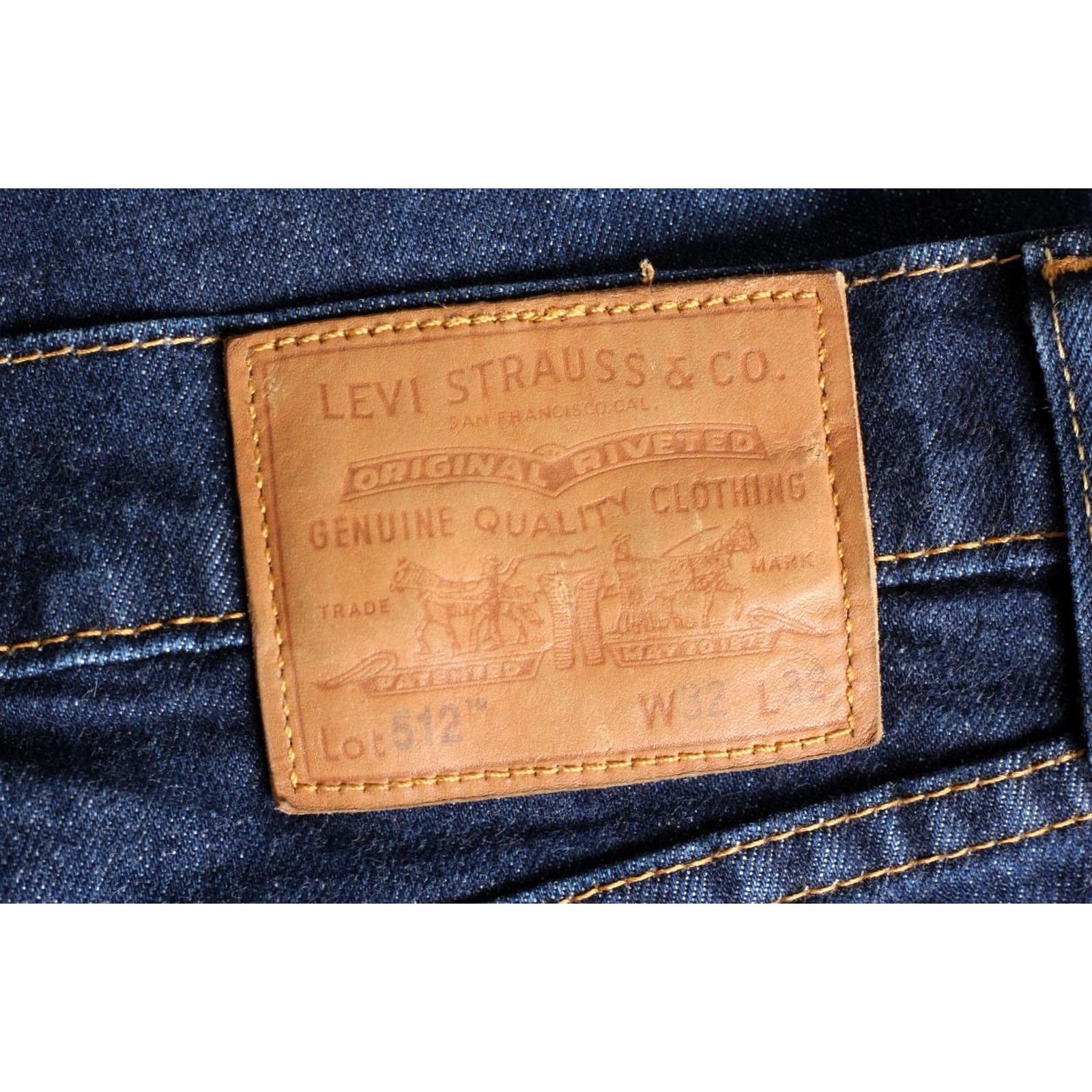 Levi's VINTAGE? No. Levi’s 512 PREMIUM Big E Stretch Slim Tapered Jeans Men 32W 29" Inseam DZ6595 Blue Denim Slim 5-Pocket Rise Mid 10-12in Mens Size US 32 / EU 48 - 4 Thumbnail