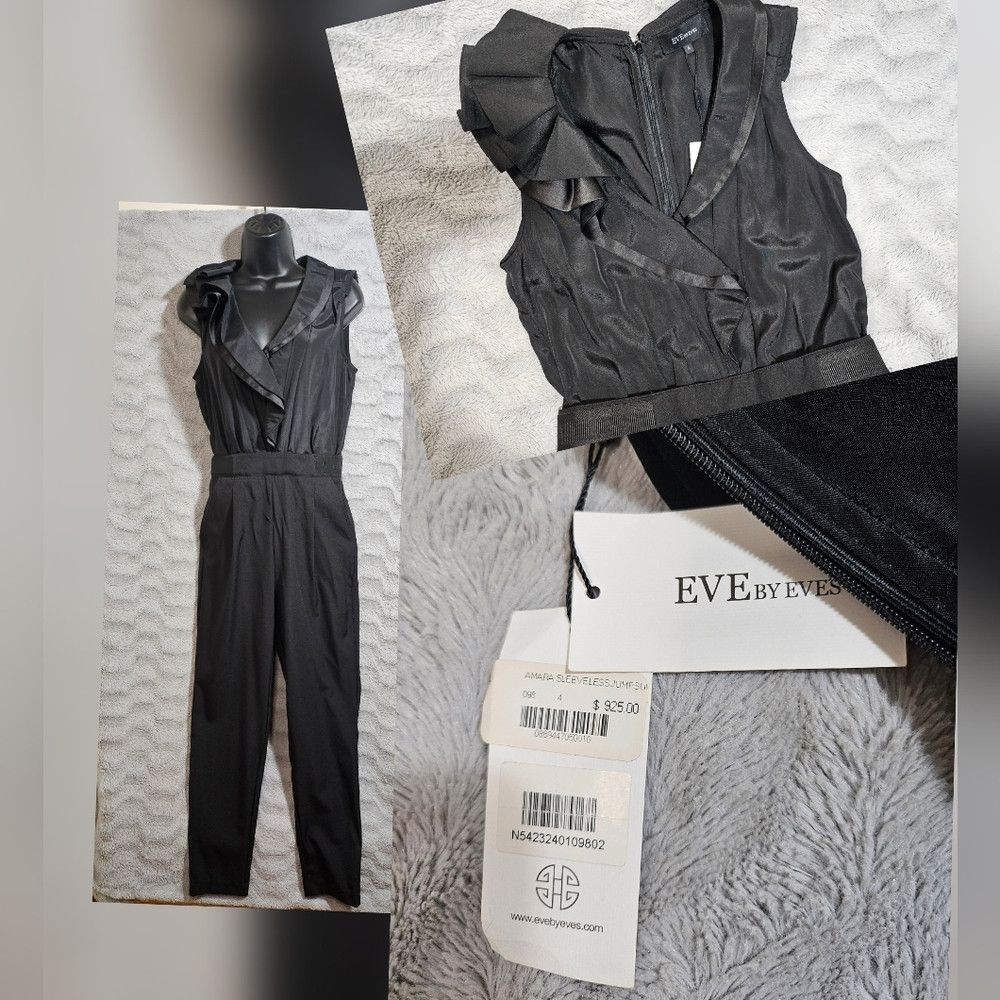 Japanese Brand Eve Black Sleeveless Crop Jumpsuit 4 Small Office Luxury Size 27" / US 4 / IT 40 - 1 Thumbnail