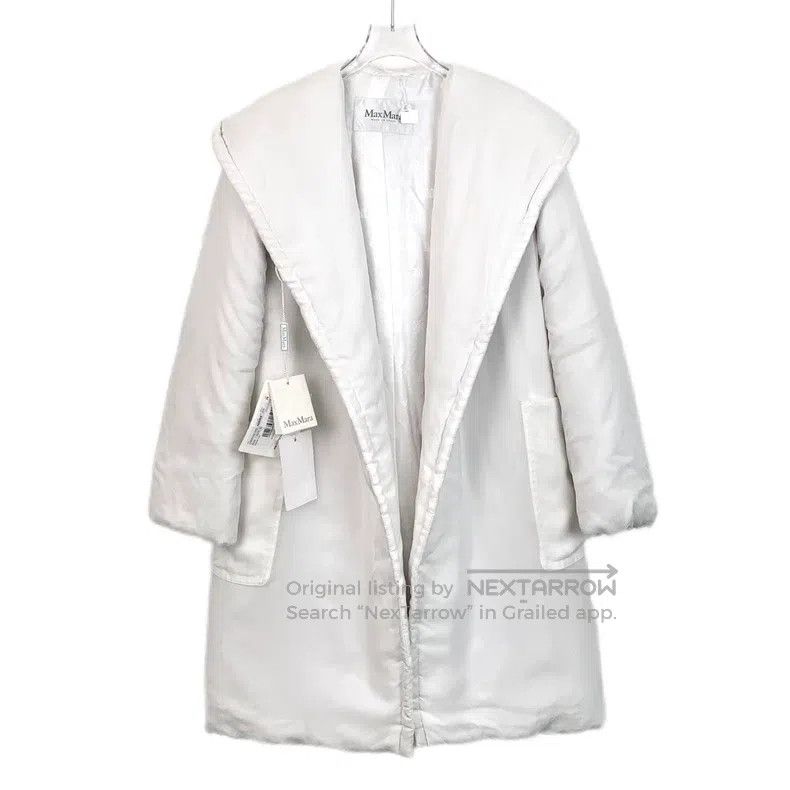 Max Mara Max Mara White Mulberry Silk Hooded Belted Cotton Coat Size S / US 4 / IT 40 - 1 Thumbnail