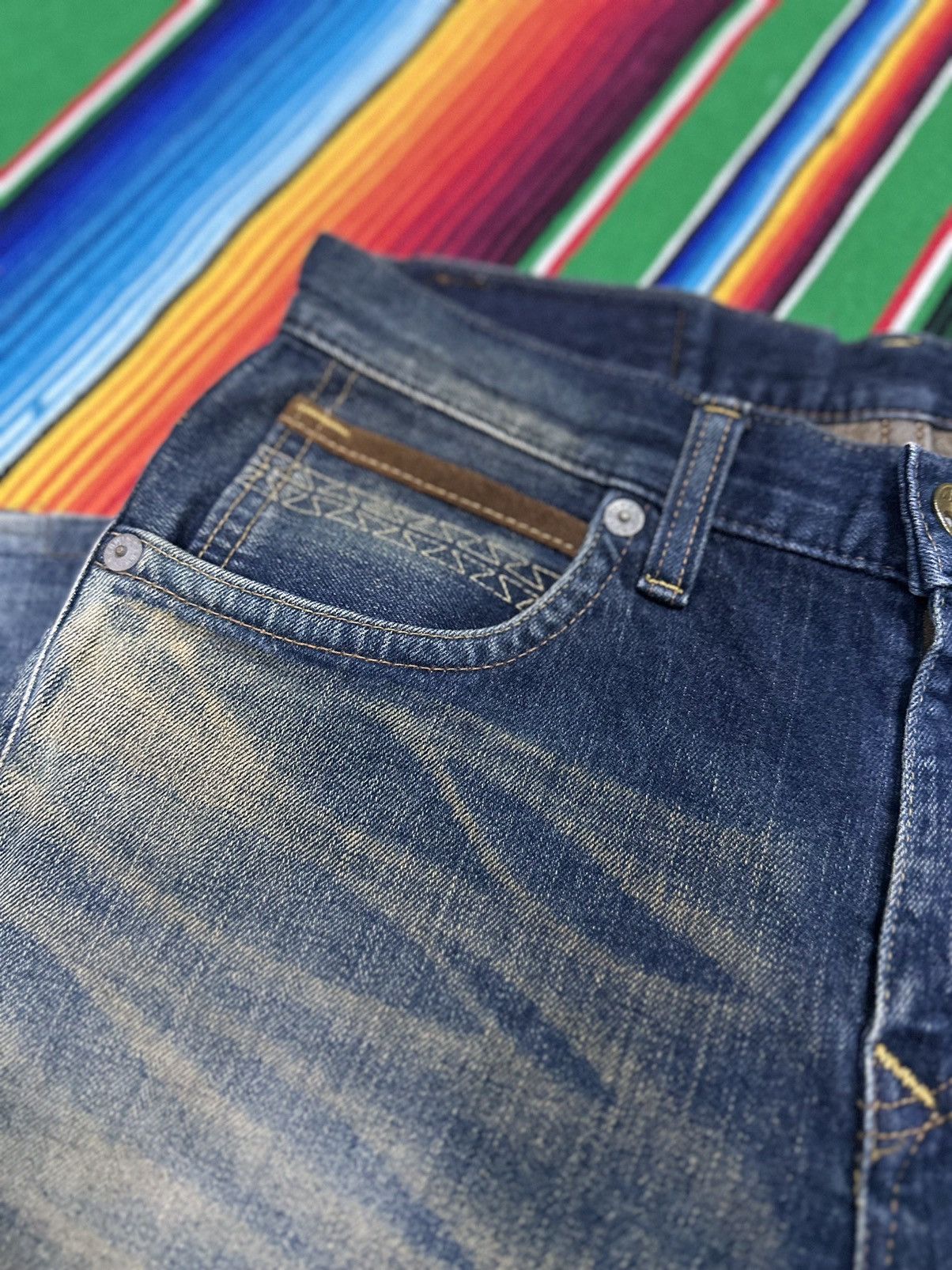 Kapital 💥Edwin💥 Distress Denim Exclusive Vintage Zipper Rare Pocket💥 Size US 32 / EU 48 - 4 Thumbnail