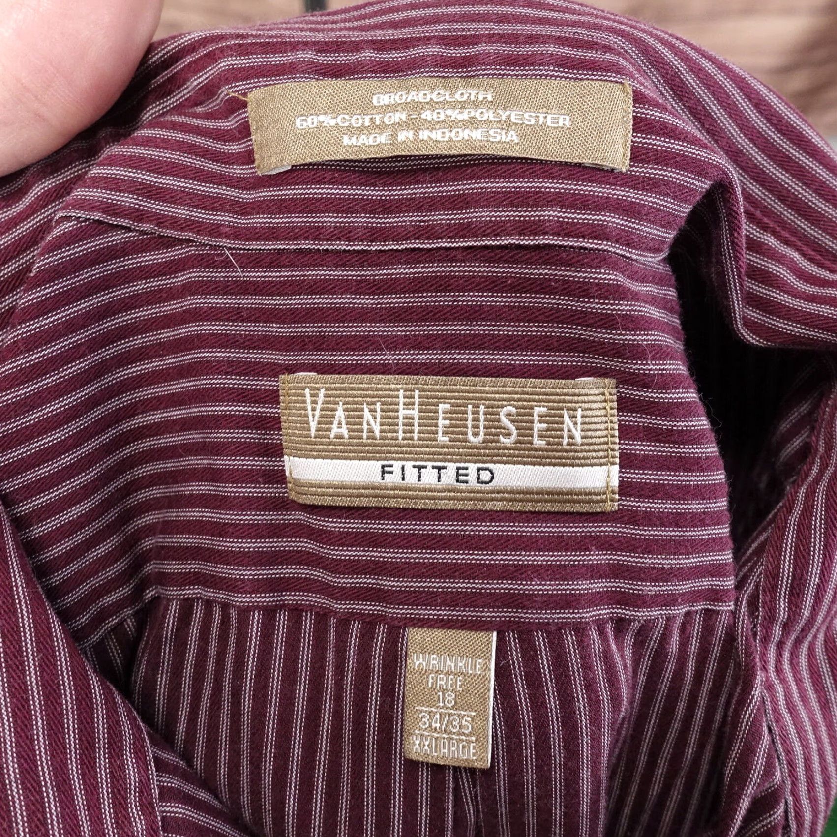Van Heusen VAN HEUSEN Men's Dress Shirt Long Sleeve Cotton Striped 18 Multicolor Business Casual Formal Wedding 2XL Size 48R - 6 Thumbnail