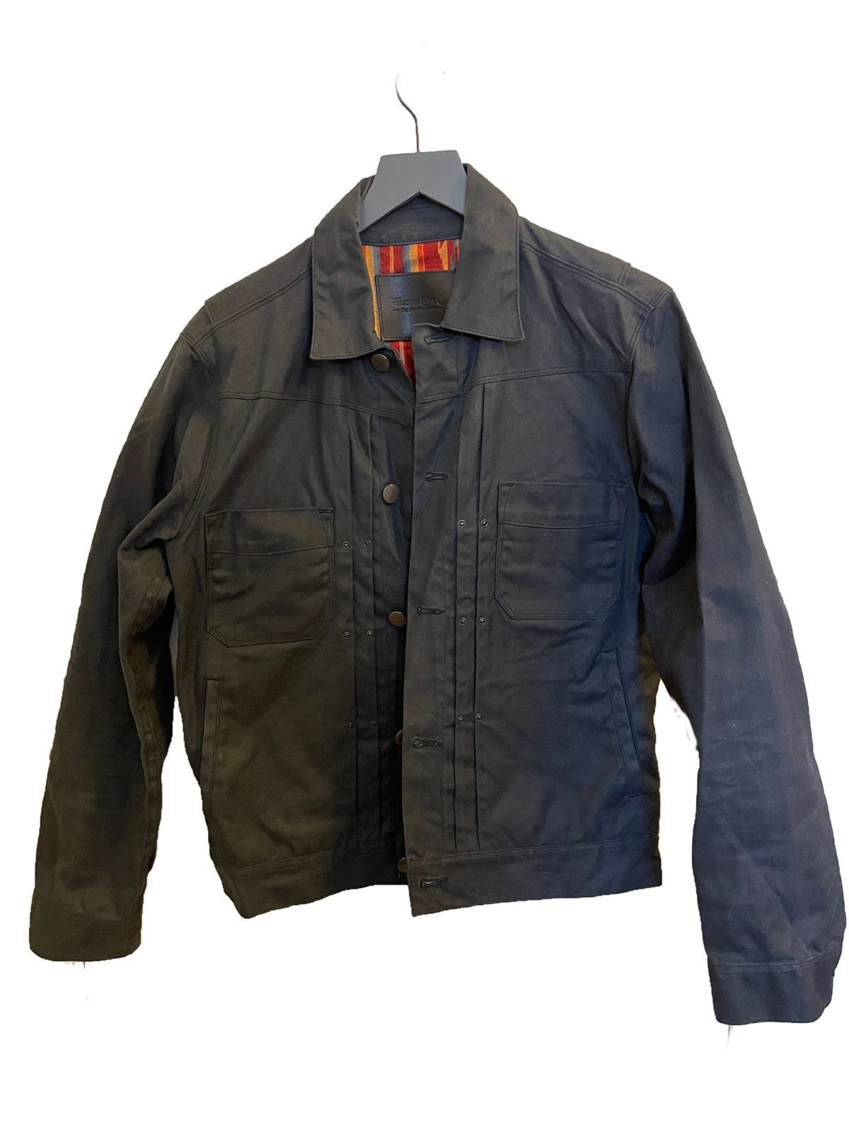 image of Freenote Cloth Riders Jacket Waxed Canvas Black, Men's (Size Small)