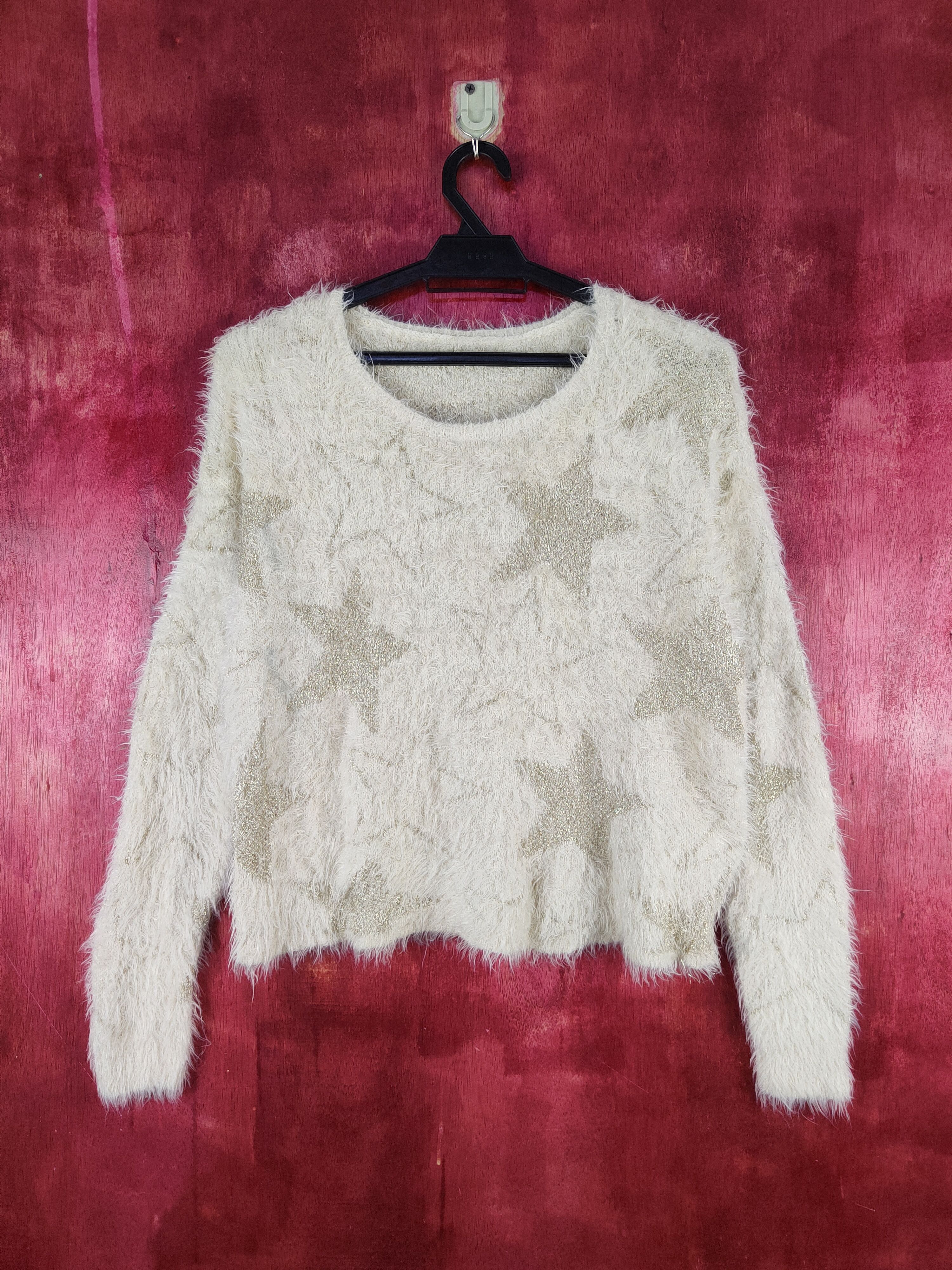 Japanese Brand × Vintage Star Art Stuff 🔥Here's Avenue Cream Fur Mohair Knitwear Size S / US 4 / IT 40 - 1 Thumbnail