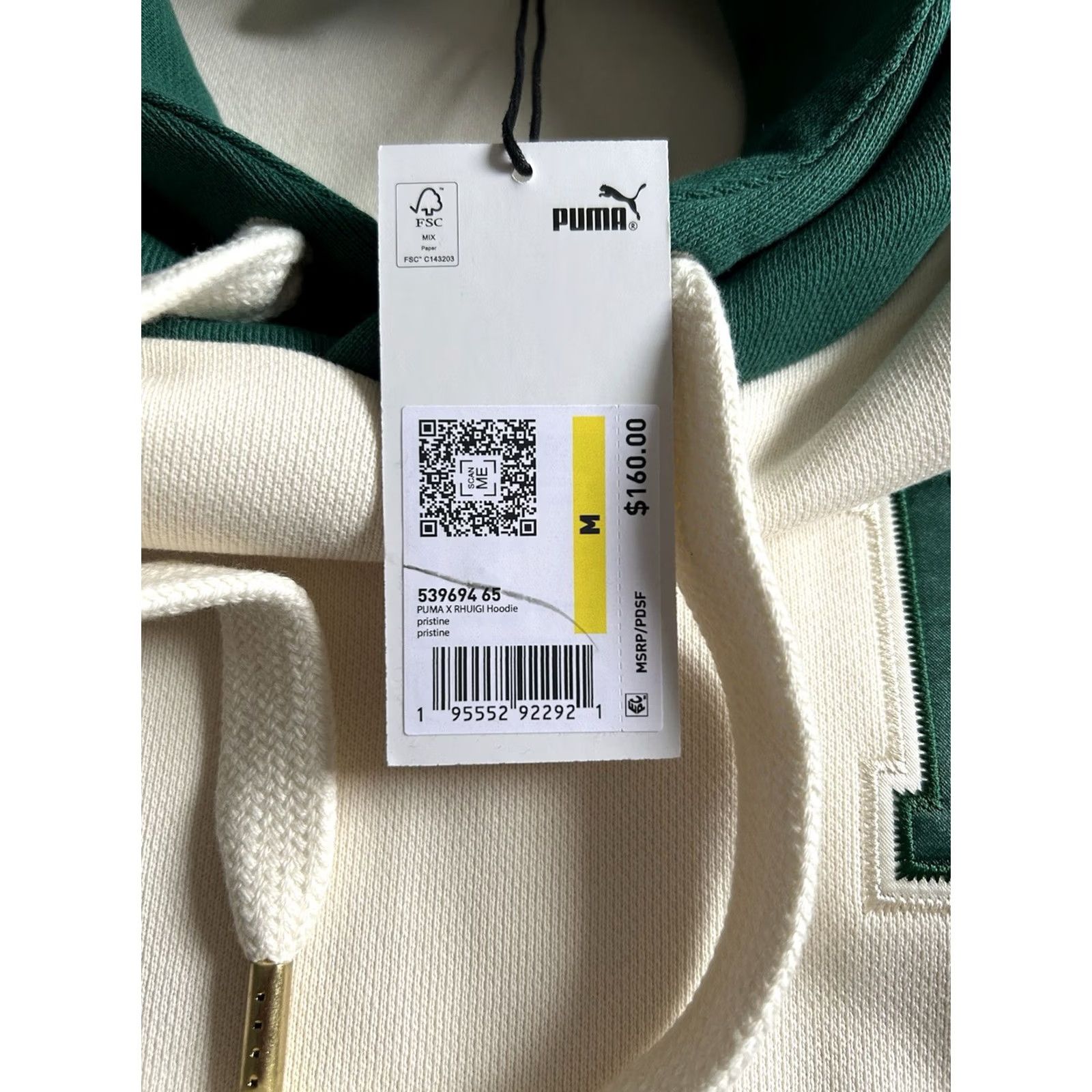 Puma PUMA X Rhuigi New York Worldwide Hoodie Sweater Hoodie Multicolor Cream Green M Mens Pullover Hooded Pockets Heavyweight Long Sleeve Size US M / EU 48-50 / 2 - 7 Thumbnail