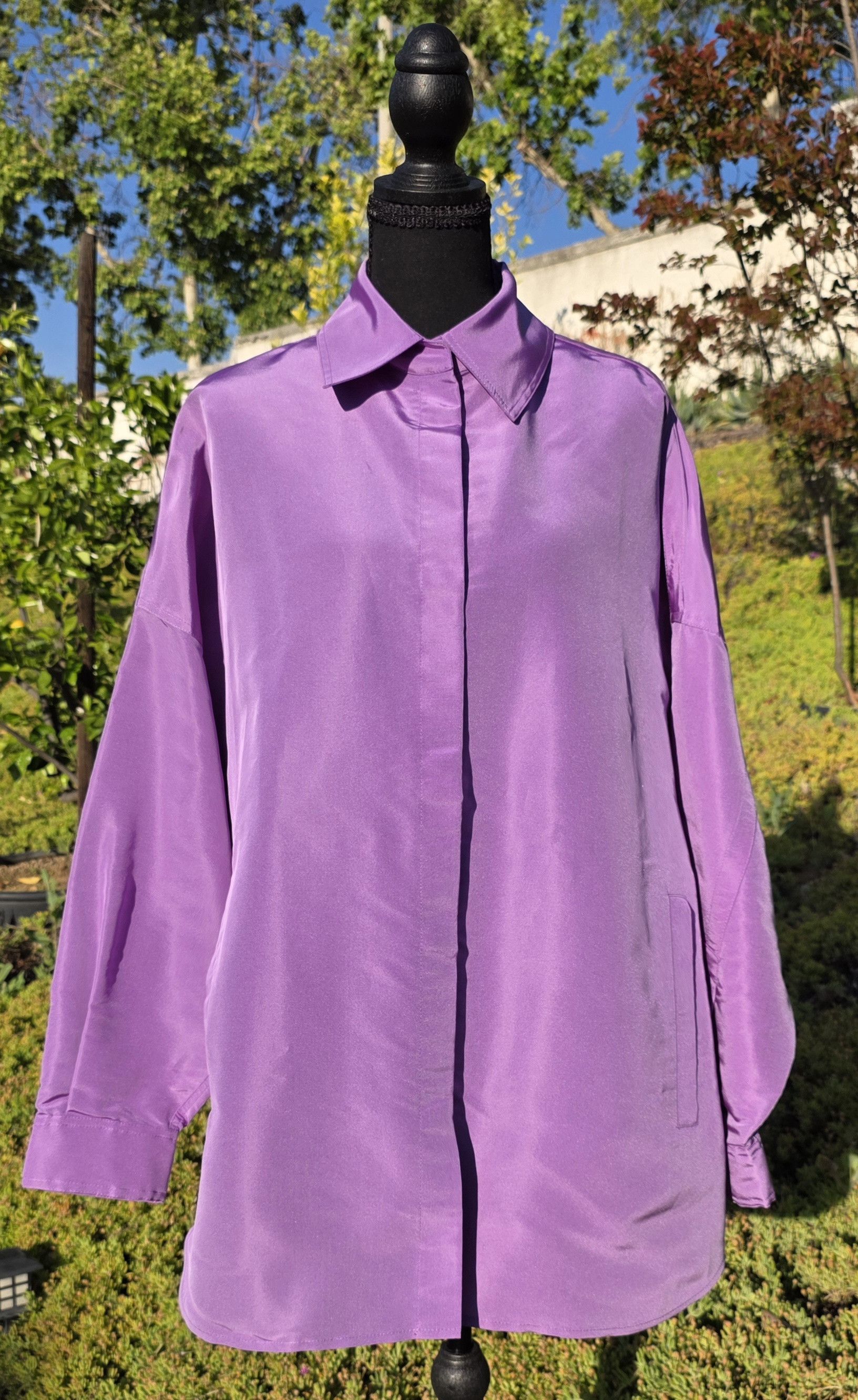 Valentino VALENTINO Oversized Purple Silk Faille Shacket IT 38/US 2 Size XS / US 0-2 / IT 36-38 - 2 Thumbnail