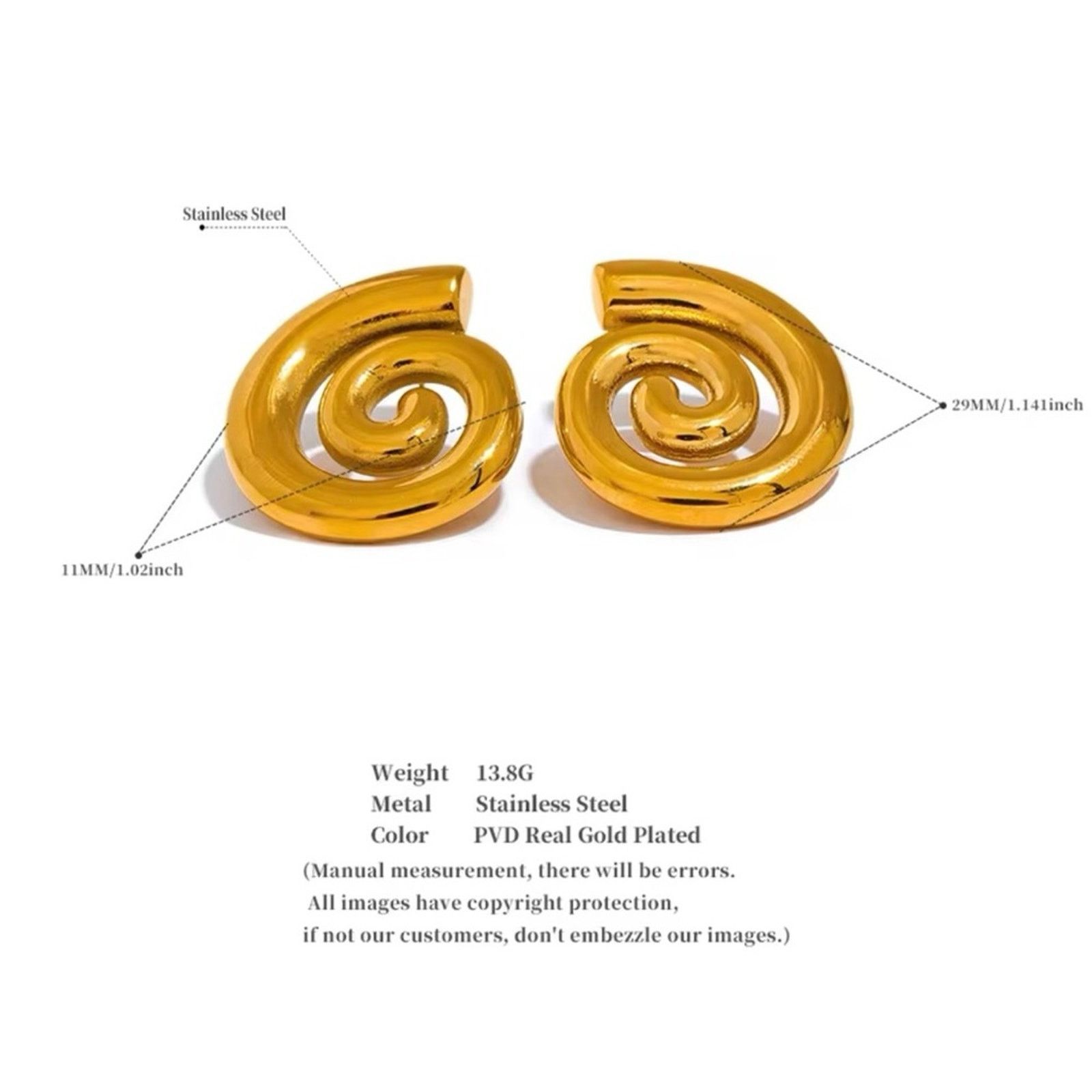 Other Stainless Steel Conch Geometric Stud Earrings Snail Stud Size ONE SIZE - 3 Thumbnail