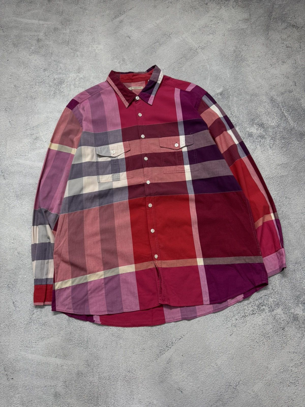 Burberry Vintage Y2k Luxury Burberry Brit Red Button-Up Shirt Size US XL / EU 56 / 4 - 2 Thumbnail