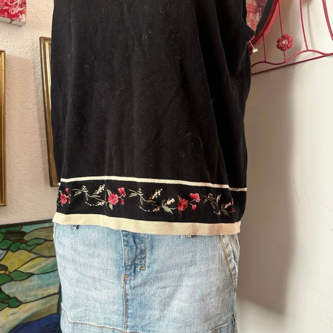 Other dressbarn black beige floral knit tank top Size XL / US 12-14 / IT 48-50 - 2 Thumbnail