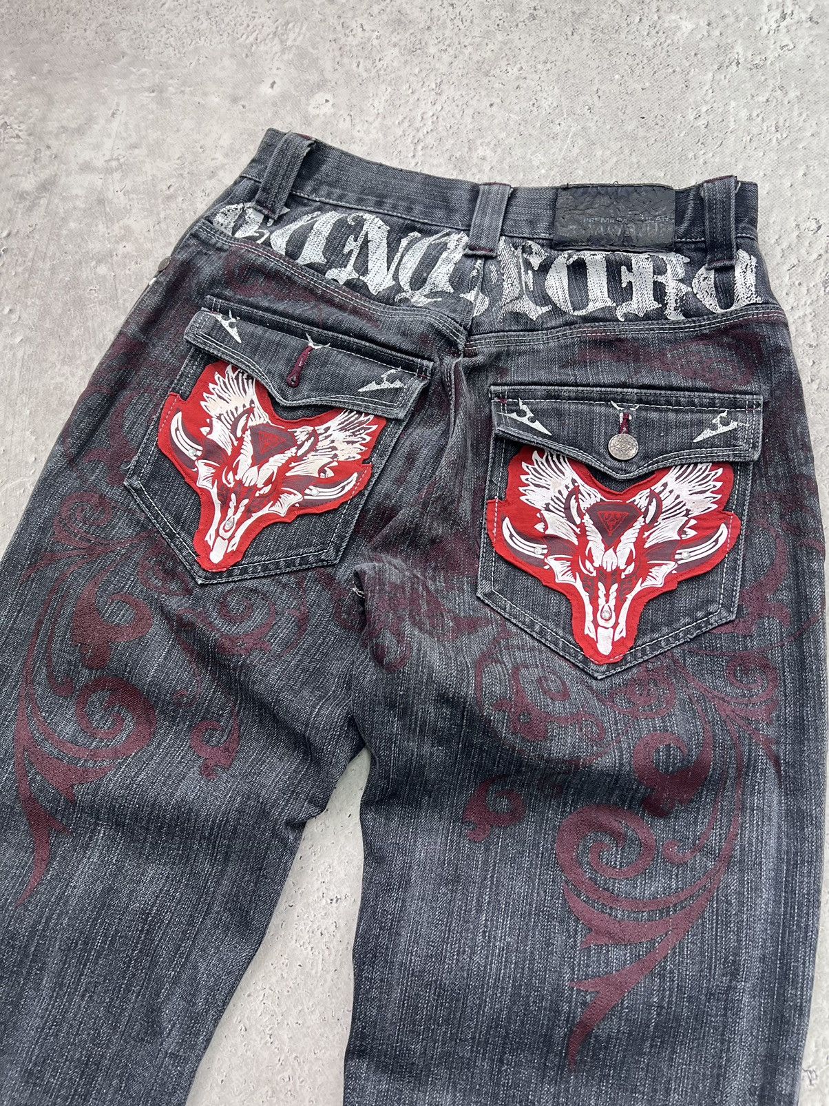 JNCO × Japanese Brand Crazy Vintage Y2K/2000s Grunge Dark Wash Denim Jeans! Size US 30 / EU 46 - 11 Thumbnail