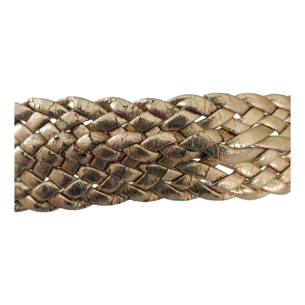 Designer Vintage Gold Braided Leather Ladies Belt Size ONE SIZE - 5 Thumbnail