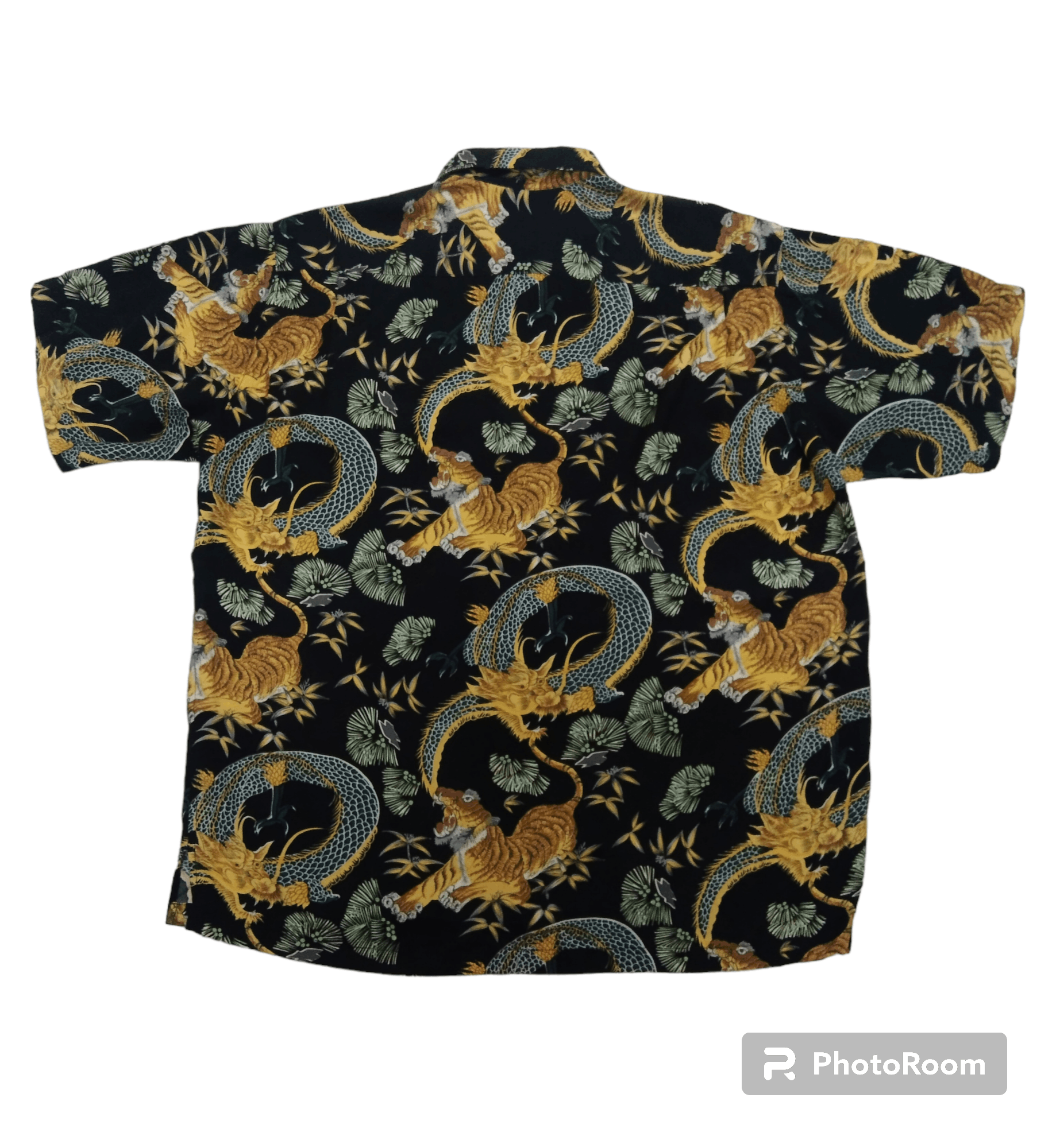 Japanese Brand RAYON TIGER VS DRAGON JUNGLE STORM BUTTON UP Size US L / EU 52-54 / 3 - 2 Thumbnail