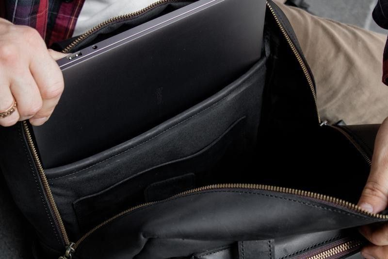 Handmade Leather Backpack. Genuine Vintage Leather CrazyHorse Size ONE SIZE - 6 Thumbnail