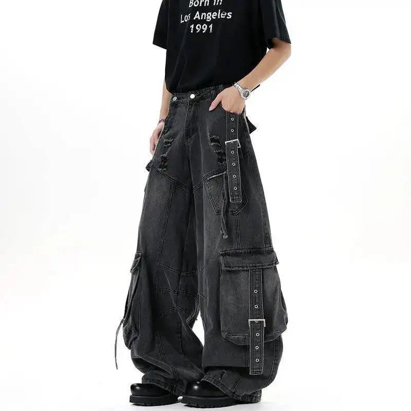 Japanese Brand Extra Wide Leg Multi-pocket Baggy Jeans Size US 34 / EU 50 - 2 Thumbnail