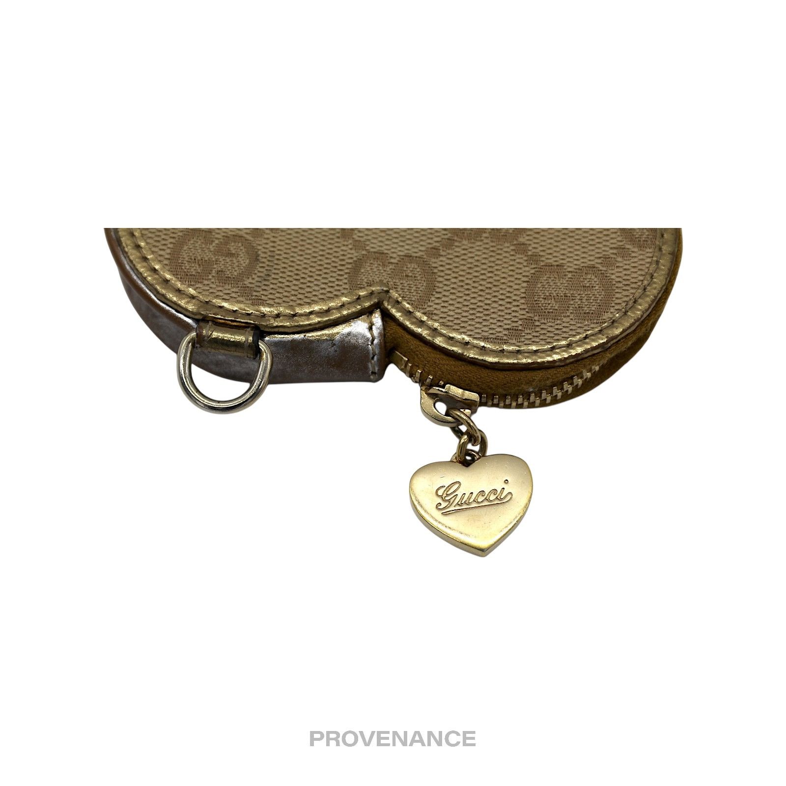 Gucci 🔴 Gucci GG Canvas Coin Wallet - Bronze Heart Metallic Size ONE SIZE - 5 Thumbnail