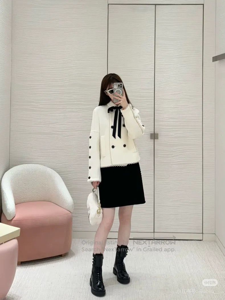 Dior Dior White bow double-breasted jacket Size S / US 4 / IT 40 - 7 Thumbnail