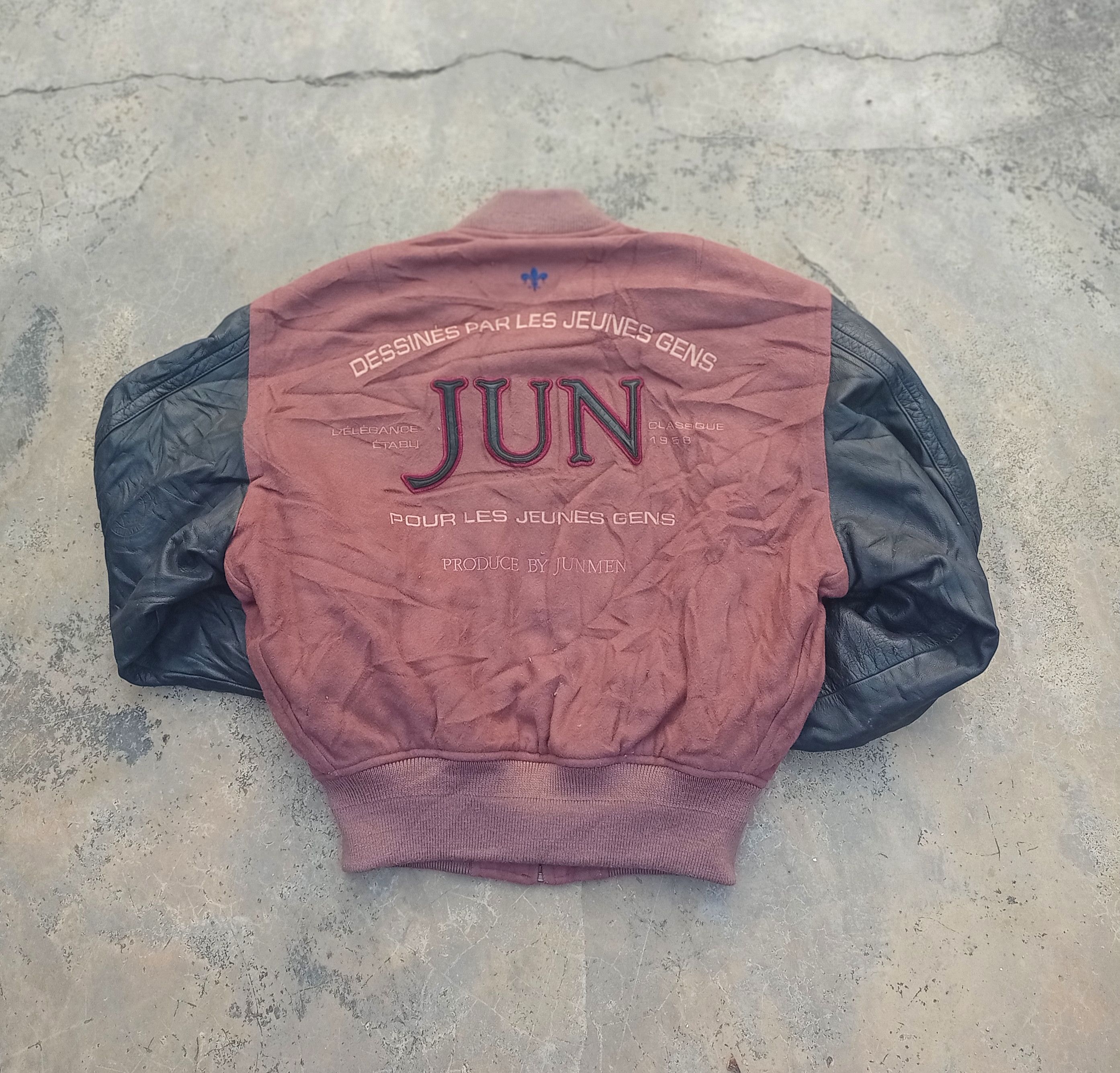 Varsity Jacket × Vintage Faded Jun Men Leather Varsity Jacket | Grailed
