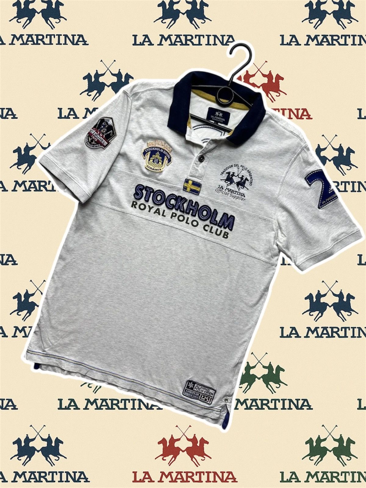 Vintage La Martina Stockholm Royal polo club rare L