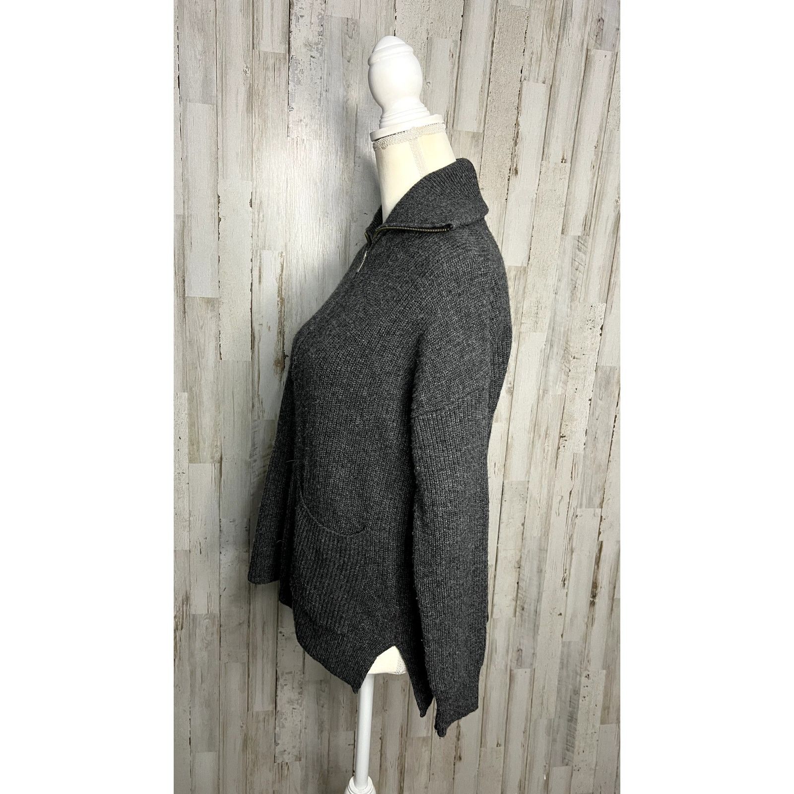 Madewell Madewell Women's XS Gray Knit 1/4 Zip High Neck Sweater Size XS / US 0-2 / IT 36-38 - 6 Thumbnail