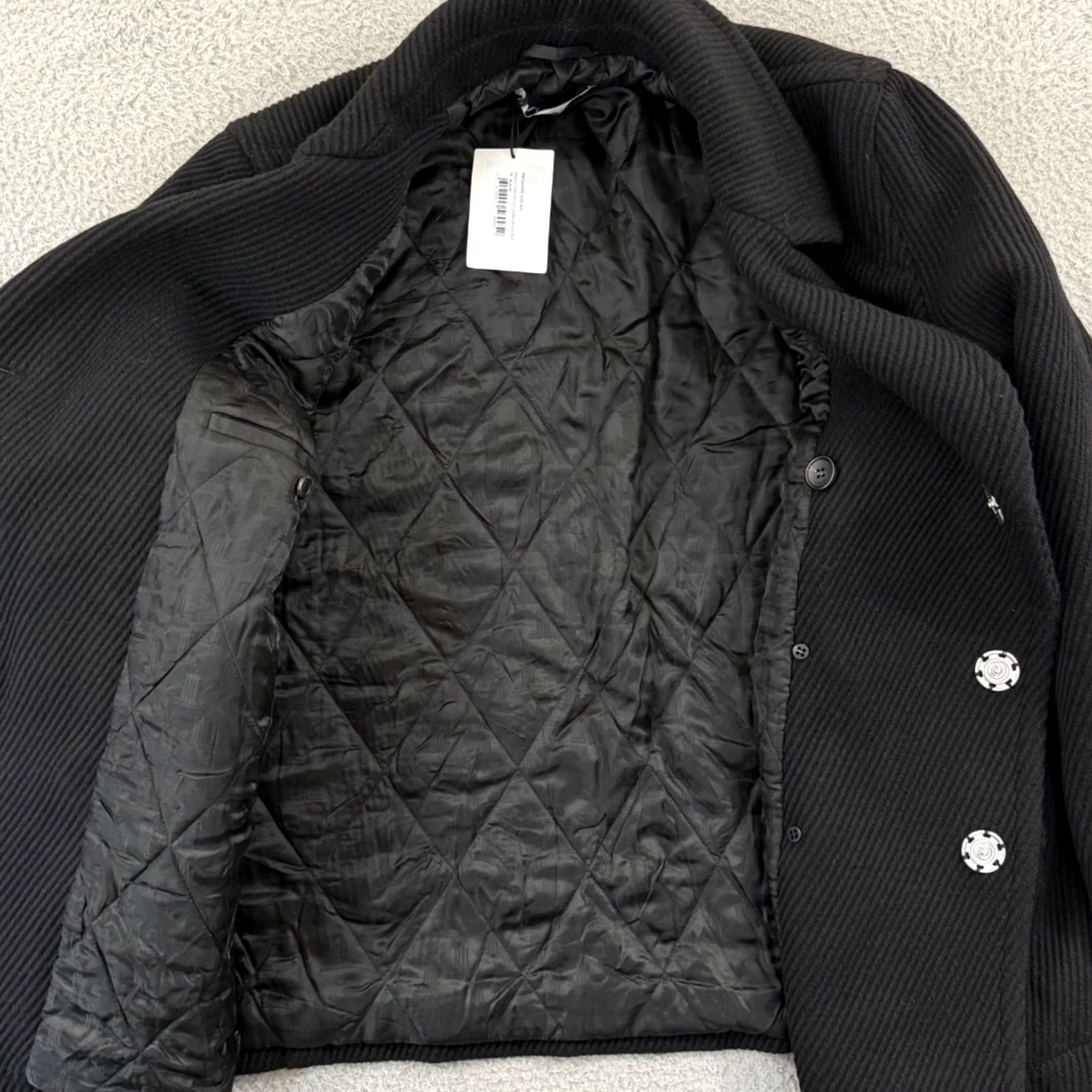 Lanvin VINTAGE Lanvin Signature Patch Jumbo Pea Coat Mens 54 Black Snap Wool Designer Paris NWT Size US L / EU 52-54 / 3 - 6 Thumbnail