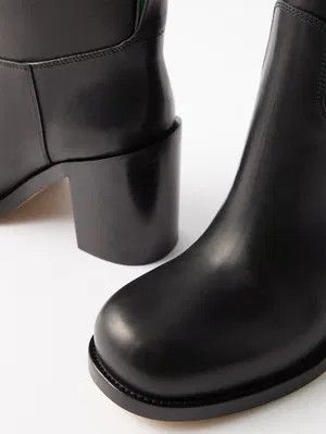 Bottega Veneta o1y0725 Leather Ankle Boots in Black Size US 4 / IT 34 - 2 Thumbnail