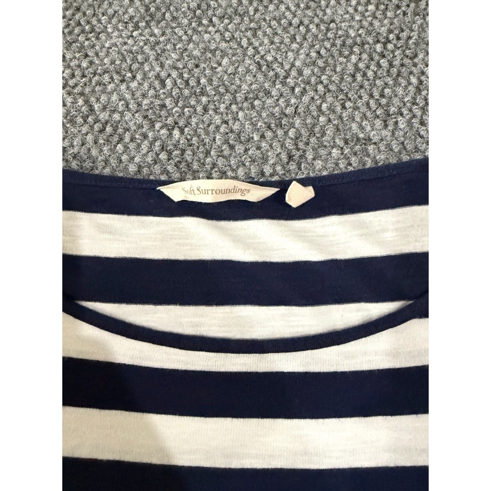 Soft Surroundings Soft Surroundings Blouse Shirt Womens L Blue Striped Round Neck Long Sleeve Stretch Casual Knit Shirt Size L / US 10 / IT 46 - 3 Thumbnail