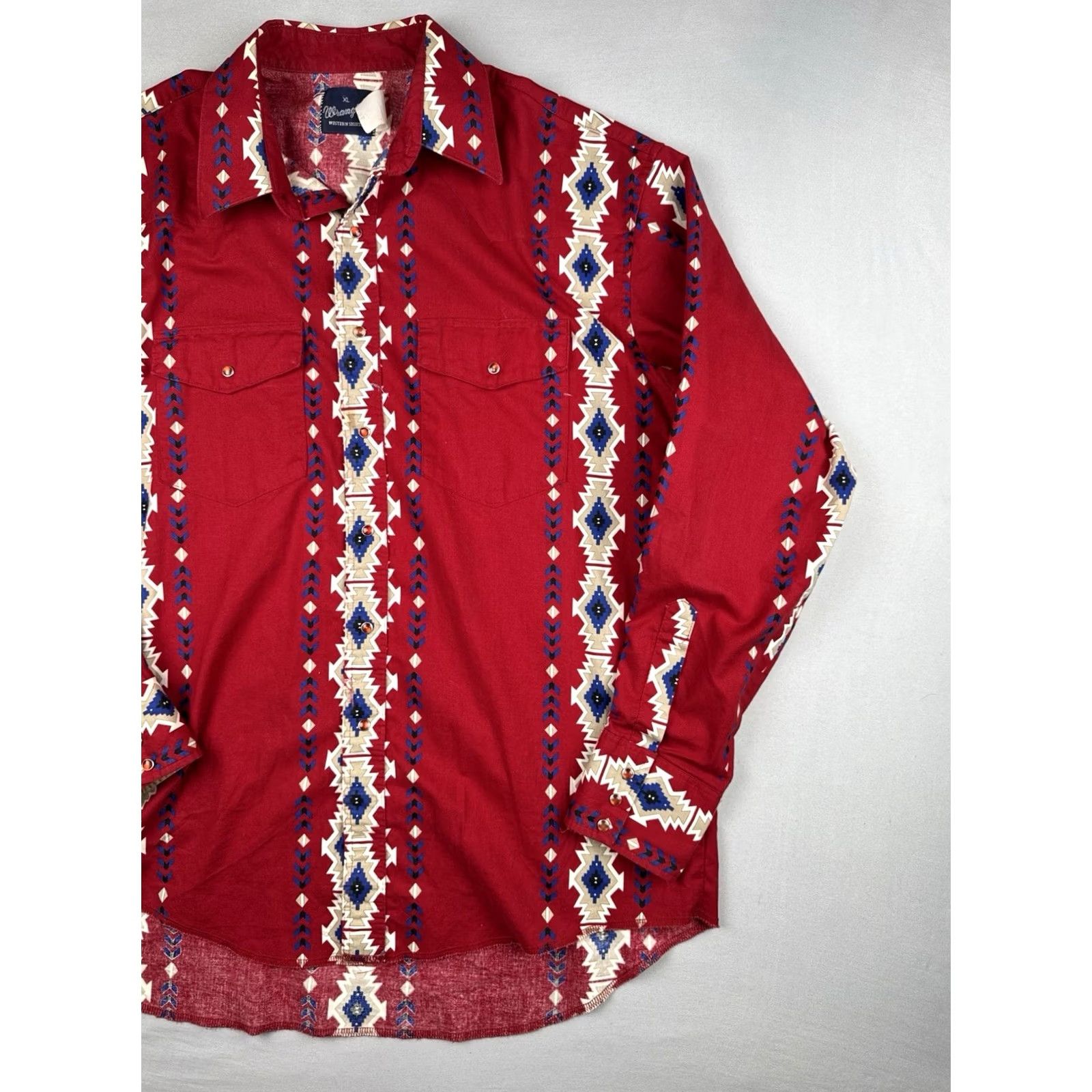 Wrangler VINTAGE Wrangler Western Shirt XL Red Aztec Southwest Pearl Snap USA Style Shirt Men XL Red Aztec Western Pearls Gathered Pockets Size US XL / EU 56 / 4 - 4 Thumbnail