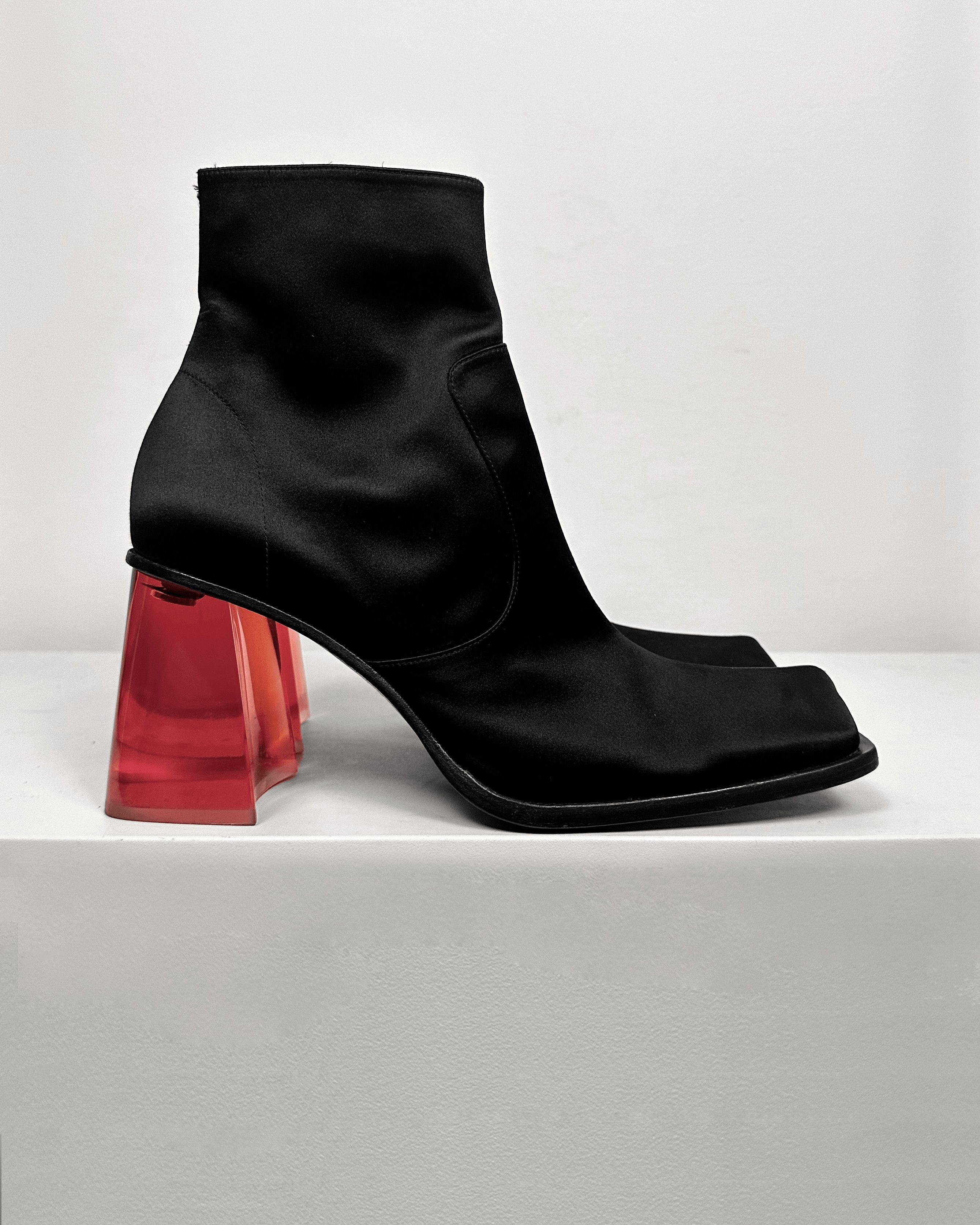 Maison Margiela Maison Margiela Red Glass Heel Satin Boots Size US 7.5 / EU 40-41 - 3 Thumbnail