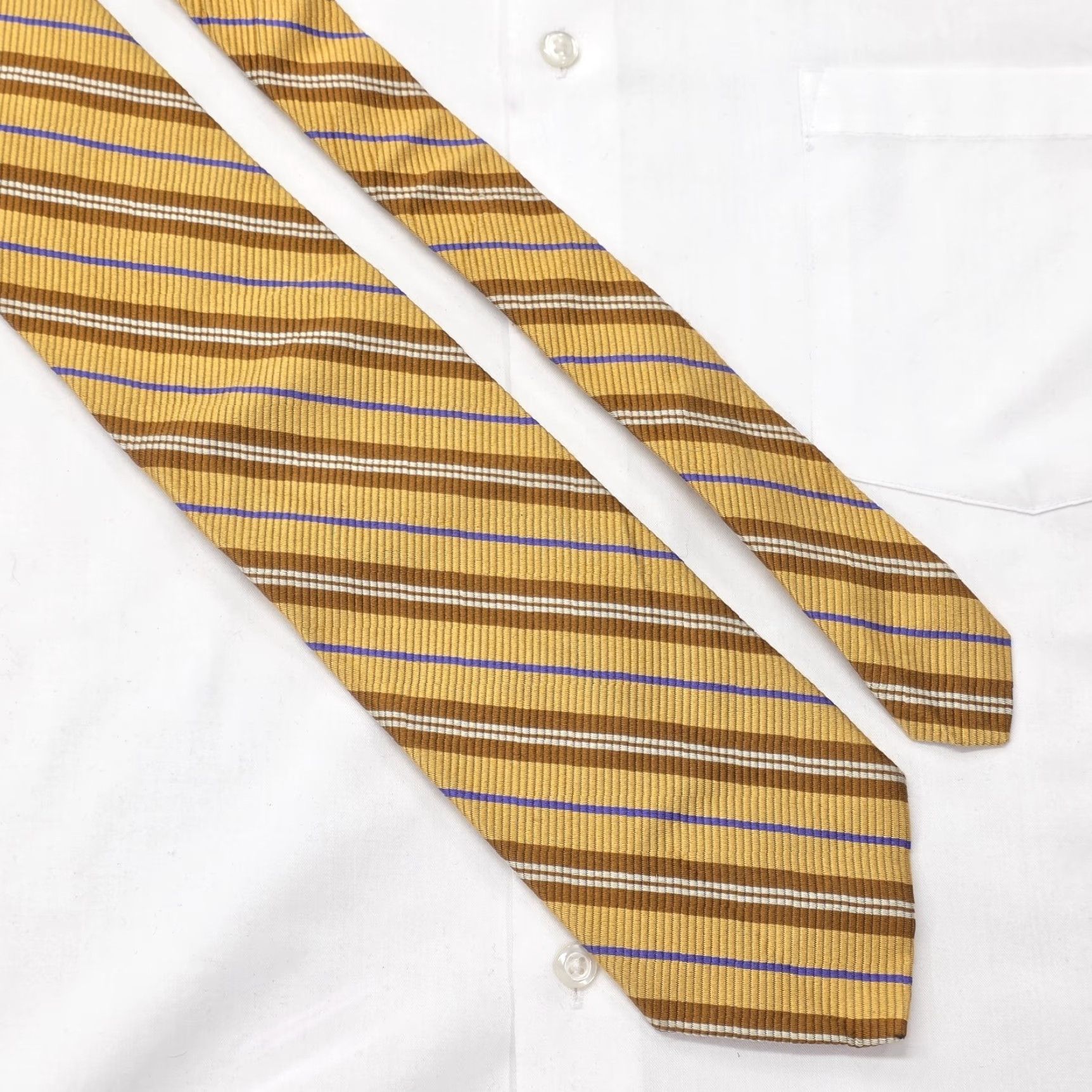 Robert Talbott Robert Talbott Necktie Mens XL Gold Striped Tie Textured Designer USA Size ONE SIZE - 2 Thumbnail