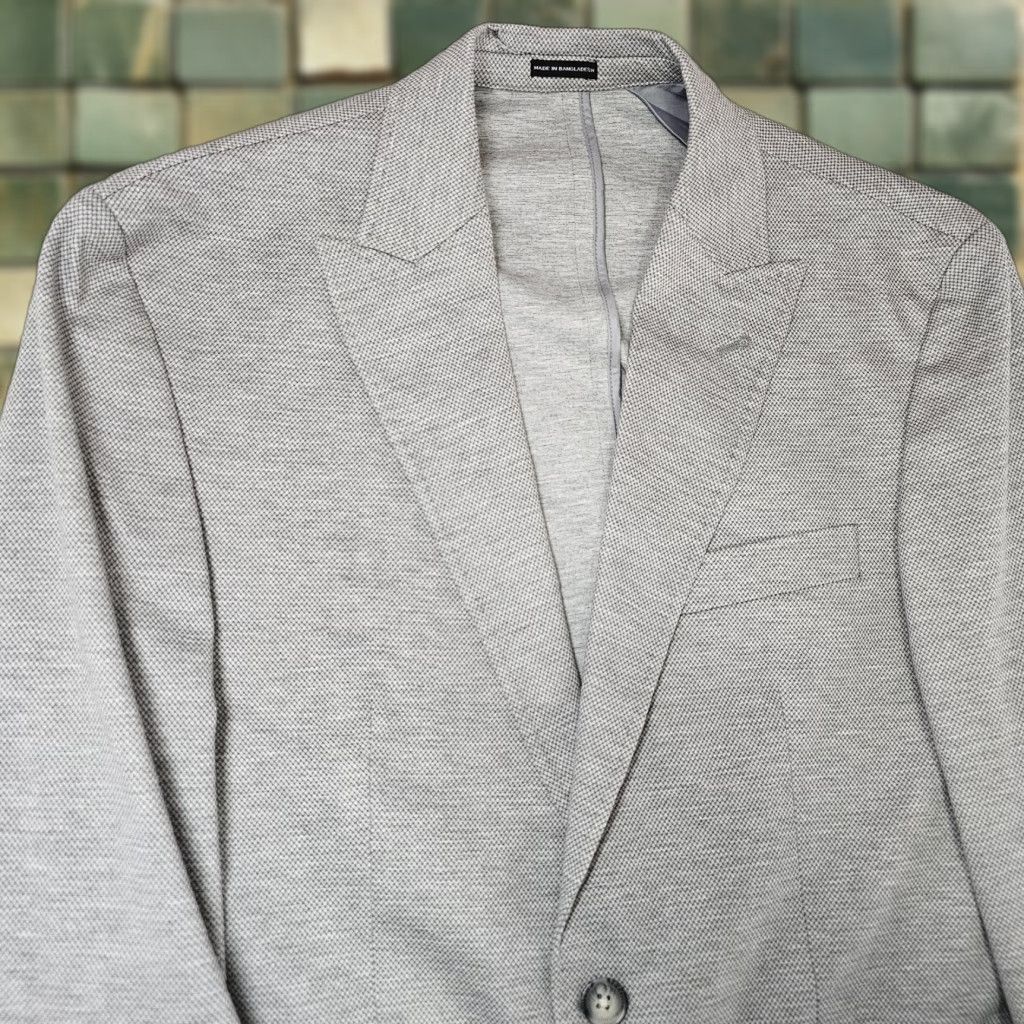Joseph Abboud Blazer Mens 40R Gray Knit Check Modern Fit Stretch Suit Jacket