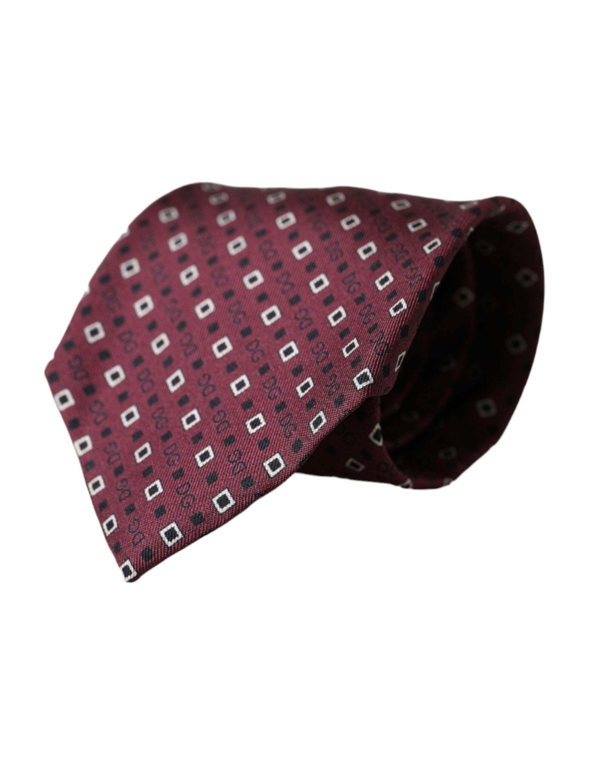 Dolce & Gabbana Maroon Silk Branded Logo Adjustable Men Men's Tie Size ONE SIZE - 1 Thumbnail
