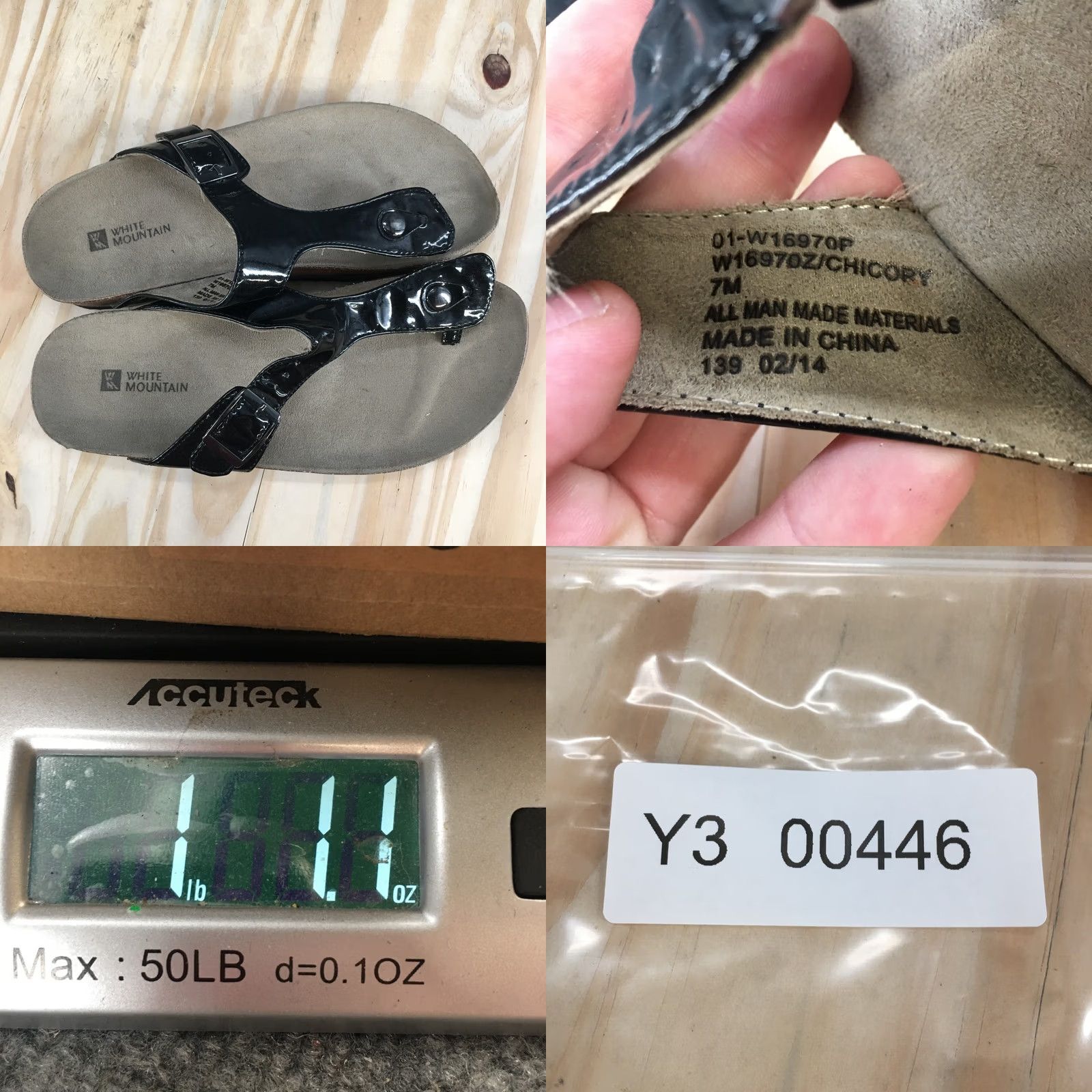 Vintage White Mountain Sandals Womens 7M Chicory Thong Black Slip On Casual W16970Z Size US 7 / IT 37 - 10 Thumbnail