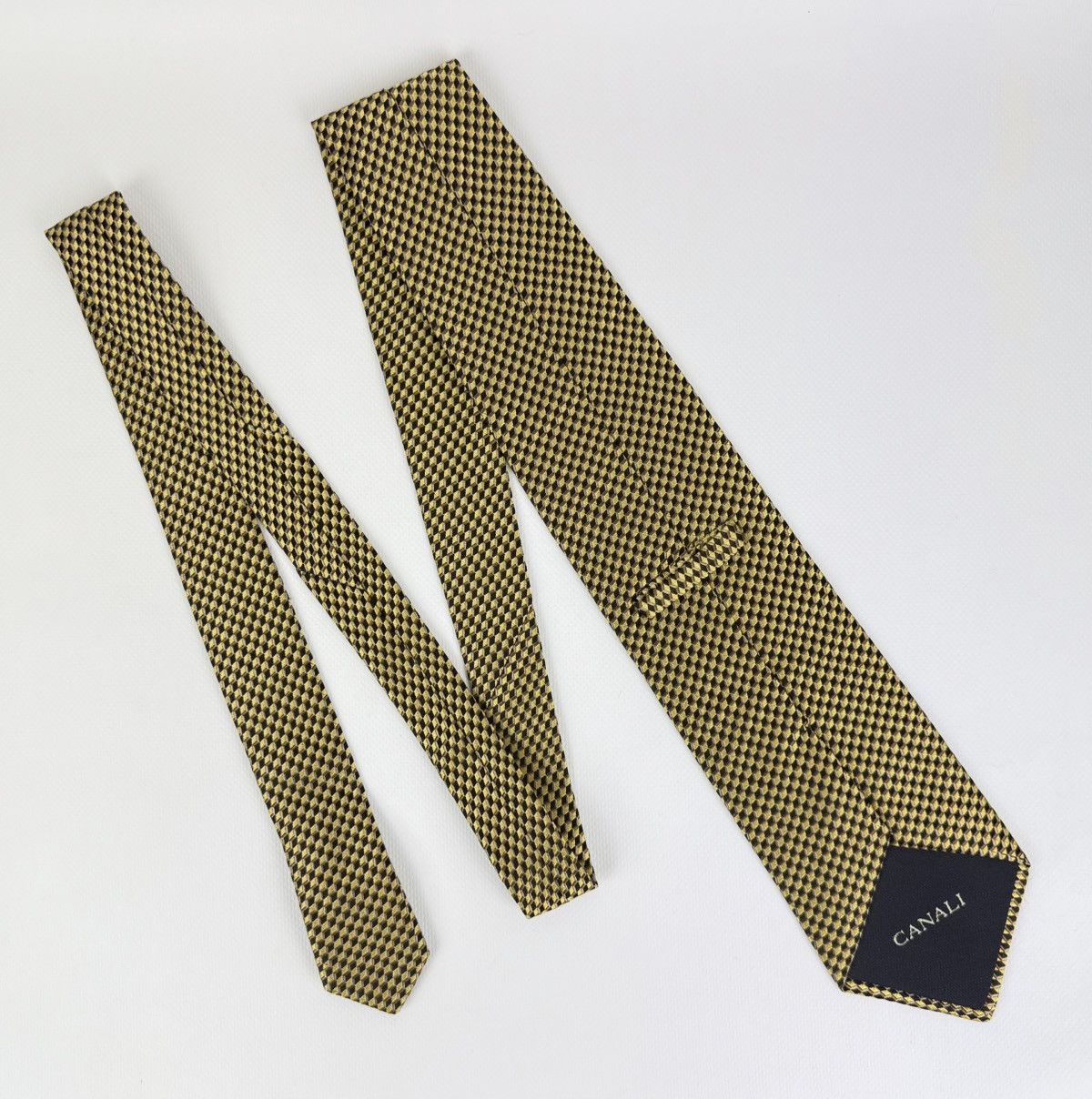 Canali Canali Italy 100% silk Tie Necktie for Men Yellow Top Luxury Size ONE SIZE - 4 Thumbnail