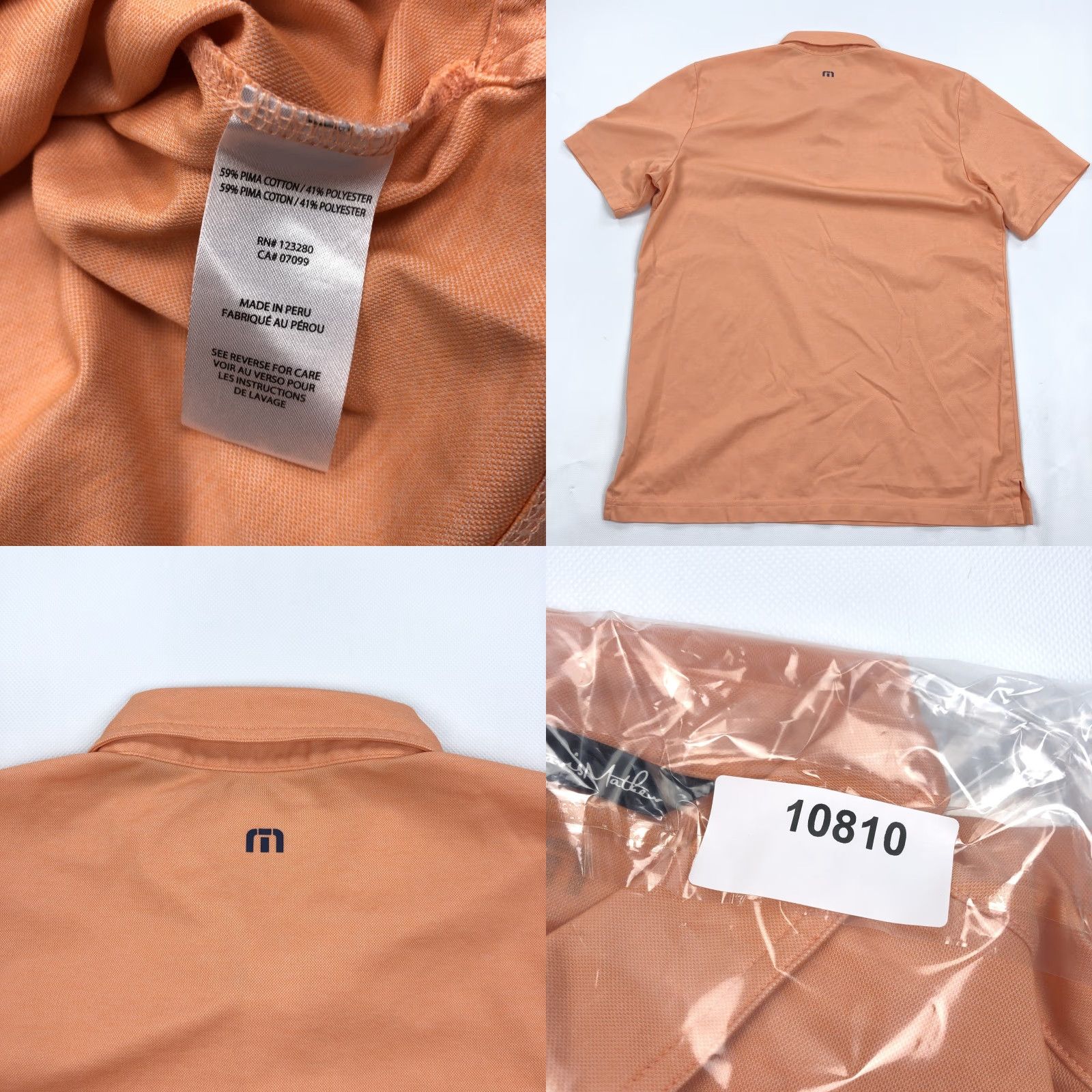 TravisMathew TravisMathew Men's L Polo Shirt Pinehurst 1895 Peach Orange Golf Performance Embroidery Logo Pattern Short Sleeve Shirt Mens Size US L / EU 52-54 / 3 - 8 Thumbnail