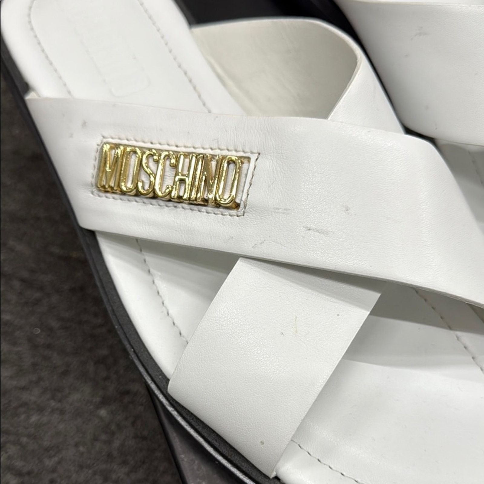 Moschino NWT Moschino White Slide Sandals Size 46 US 13 Size US 13 / EU 46 - 2 Thumbnail