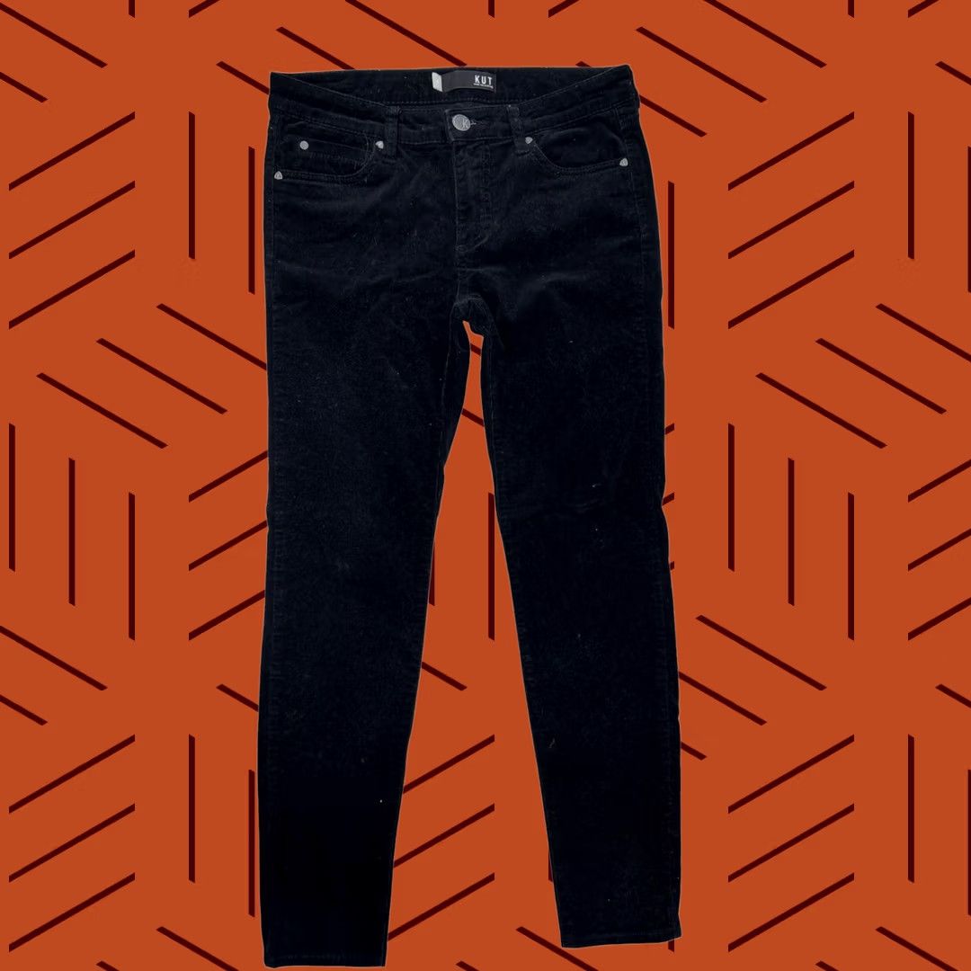 Vintage VINTAGE KUT from the Kloth Women's Corduroy Skinny Jeans Mid-Rise Cotton Black 4 - Pants - 32" Waist 28" Inseam Womens Size 27" / US 4 / IT 40 - 1 Thumbnail
