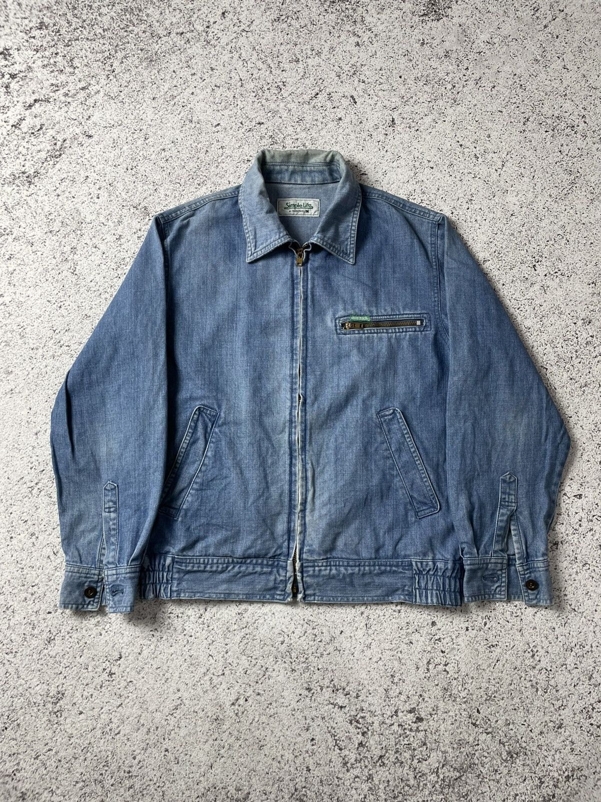 Vintage 1990s Simple Life - Vintage Detroit Faded Denim Work Jacket Size US S / EU 44-46 / 1 - 1 Thumbnail